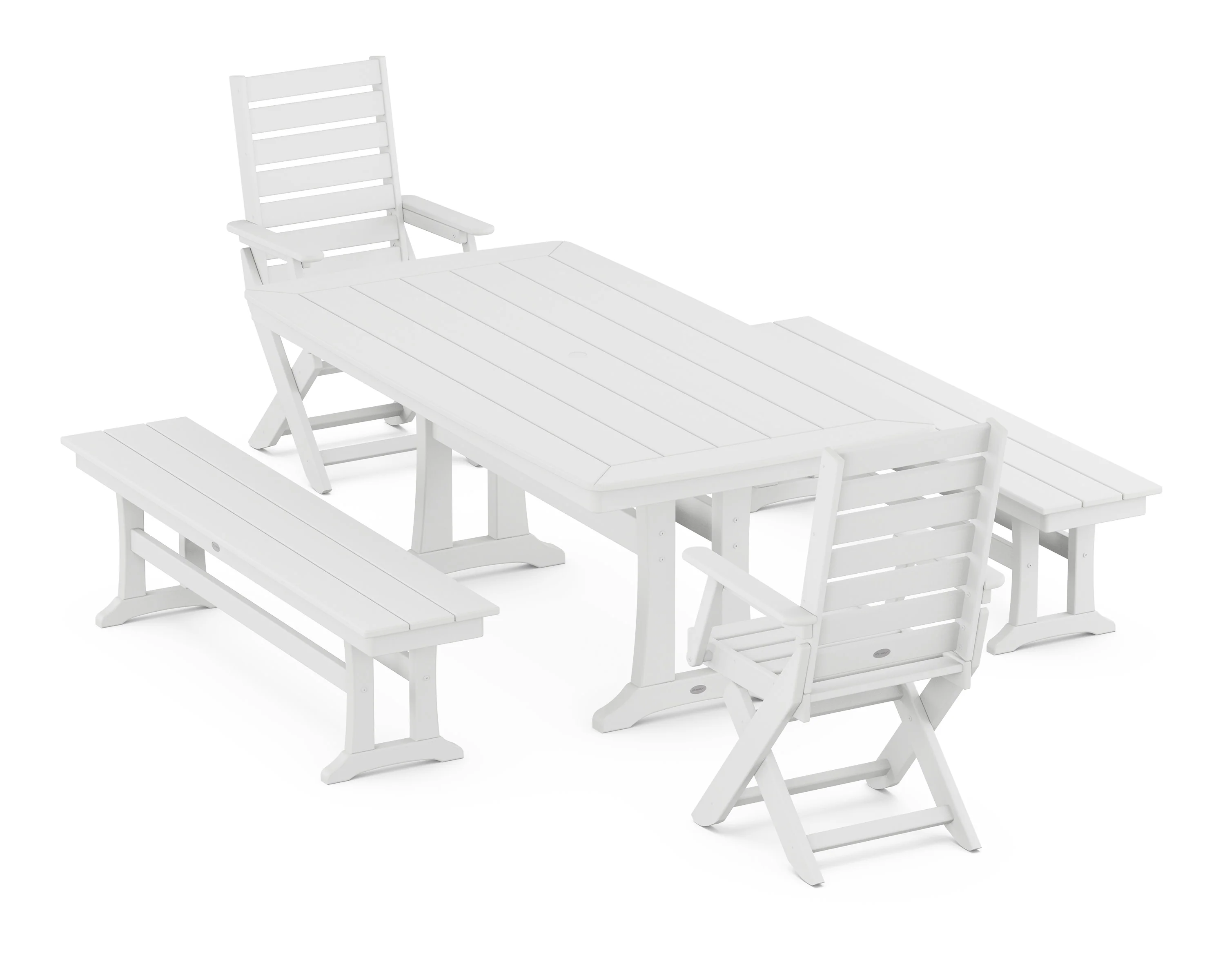 Captain Folding Chair 5-Piece Dining Set with Trestle Legs - Image 4