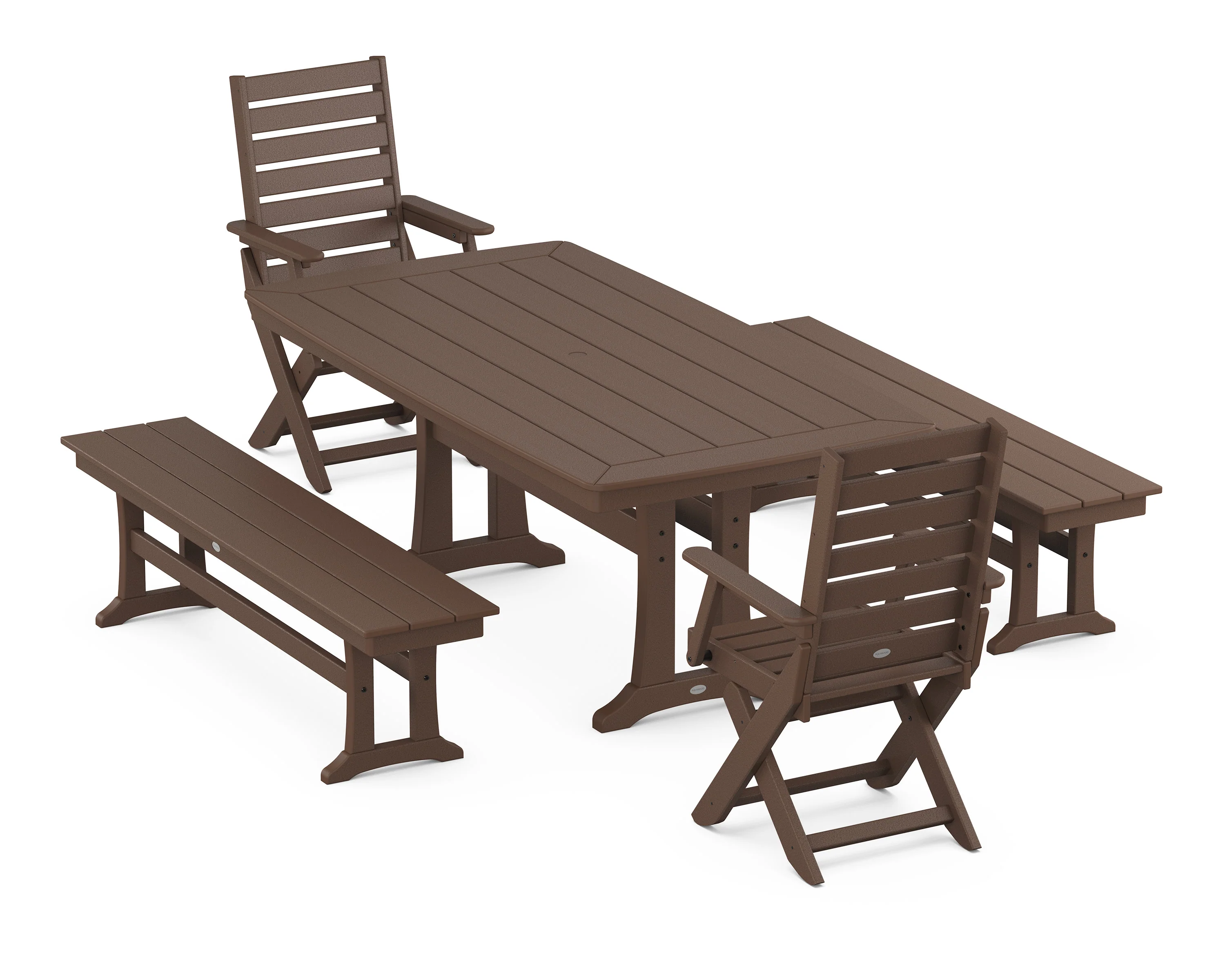 Captain Folding Chair 5-Piece Dining Set with Trestle Legs - Image 5
