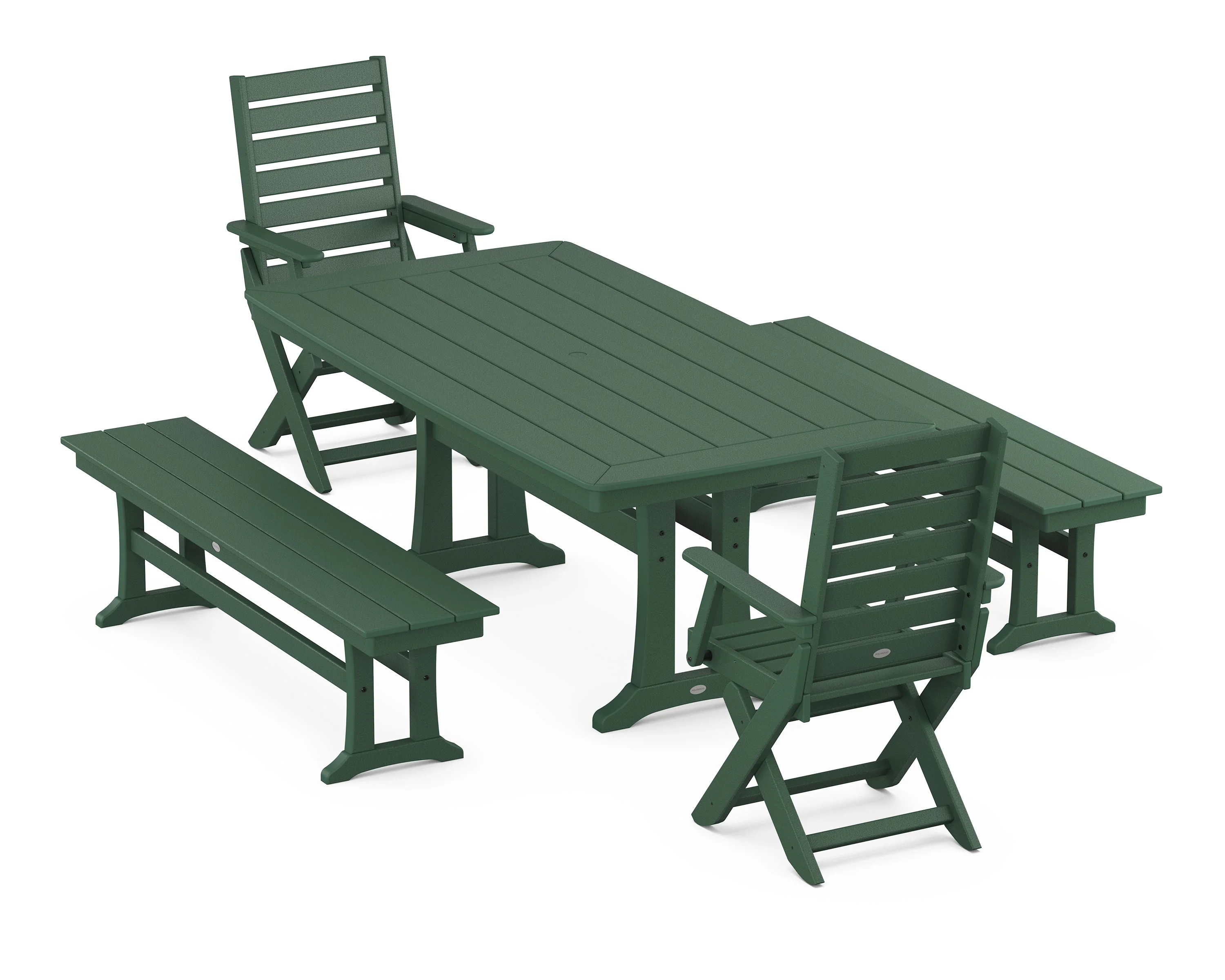 Captain Folding Chair 5-Piece Dining Set with Trestle Legs - Image 7