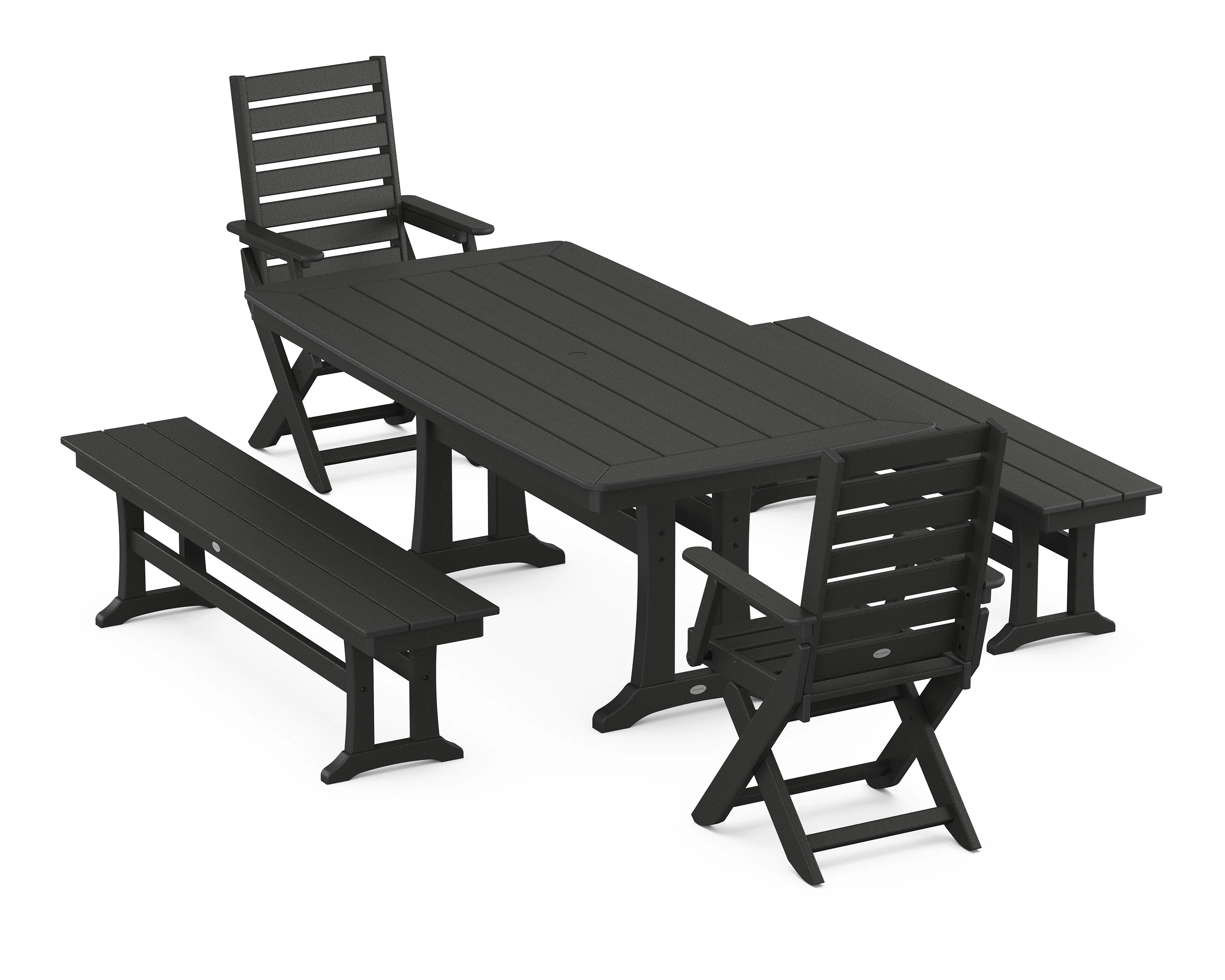 Captain Folding Chair 5-Piece Dining Set with Trestle Legs - Image 8