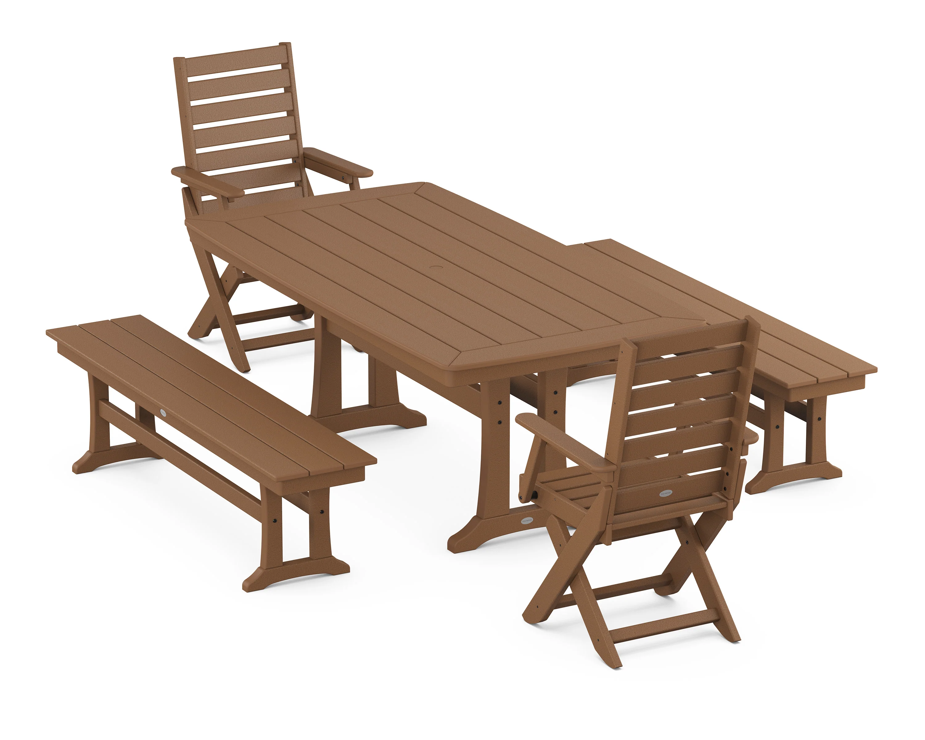 Captain Folding Chair 5-Piece Dining Set with Trestle Legs - Image 9