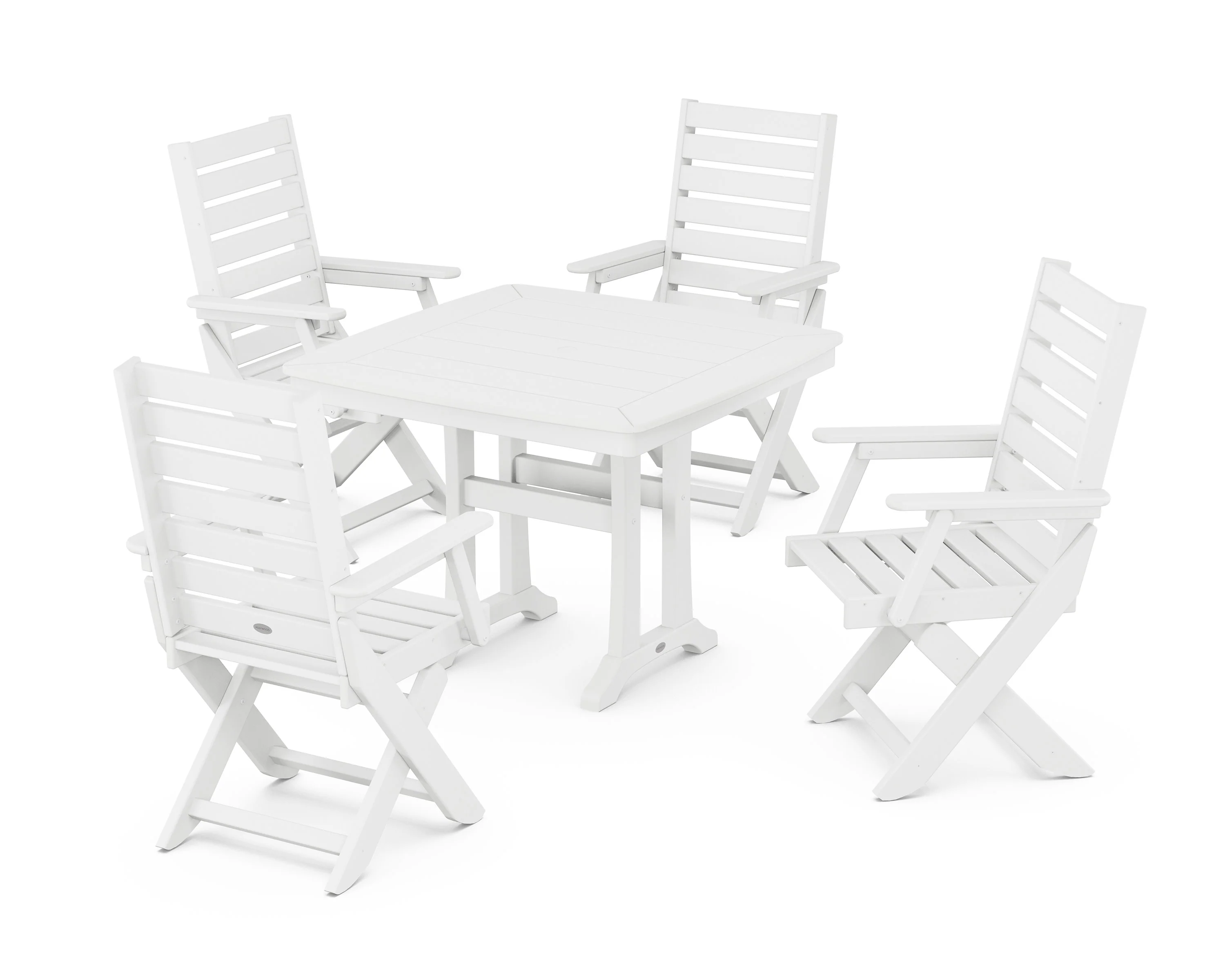 Captain Folding Chair 5-Piece Dining Set with Trestle Legs - Image 4