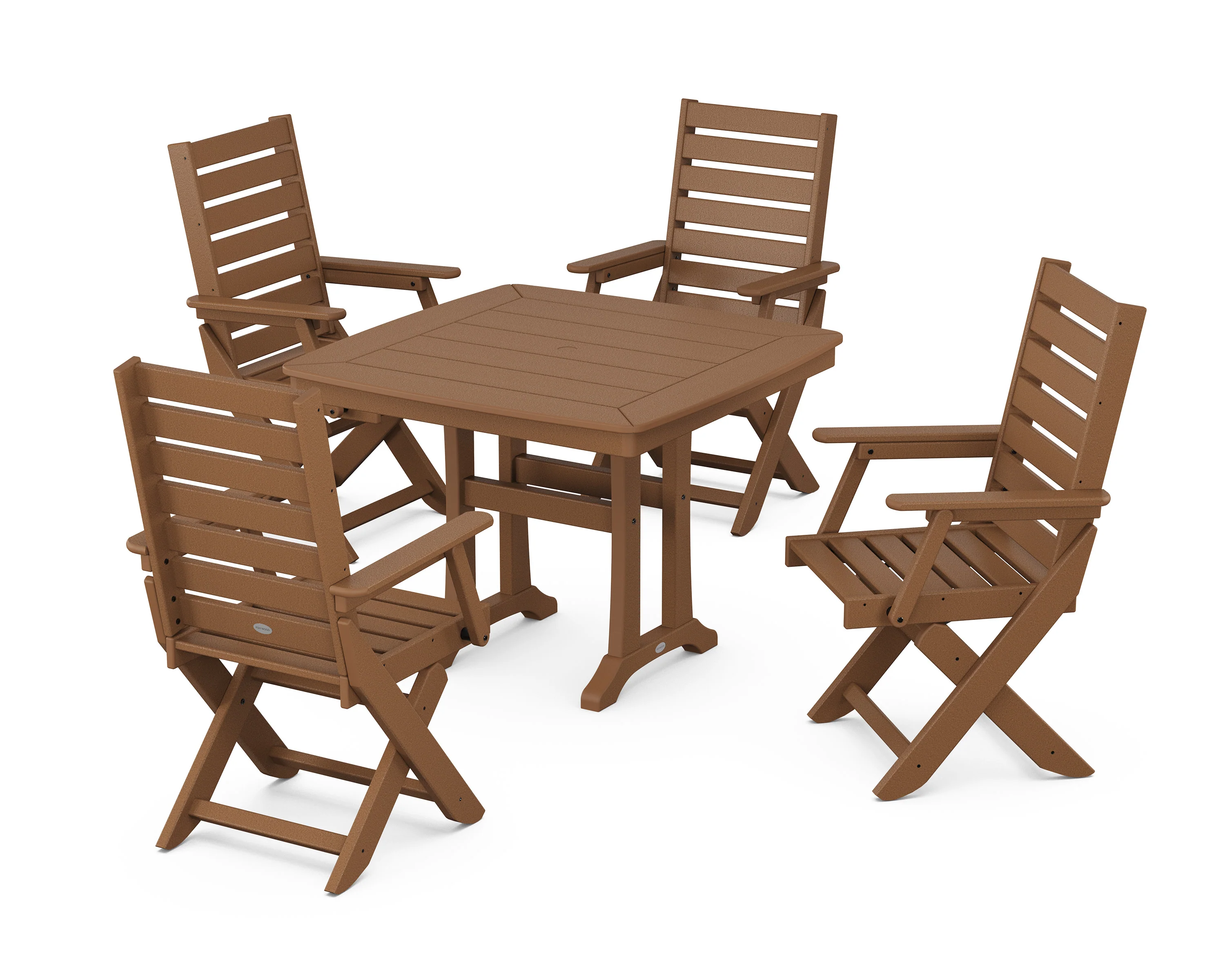 Captain Folding Chair 5-Piece Dining Set with Trestle Legs - Image 6