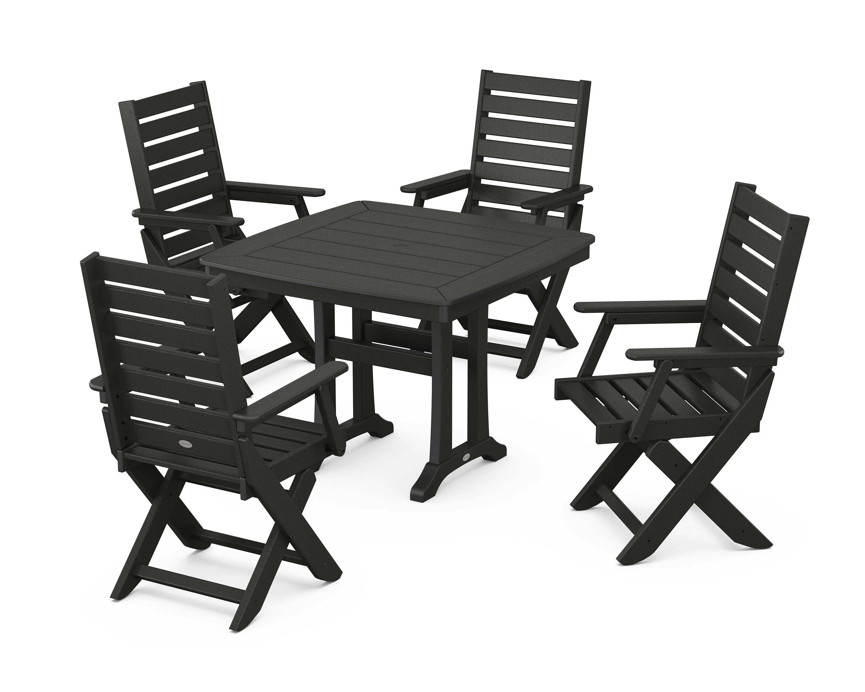 Captain Folding Chair 5-Piece Dining Set with Trestle Legs - Image 7
