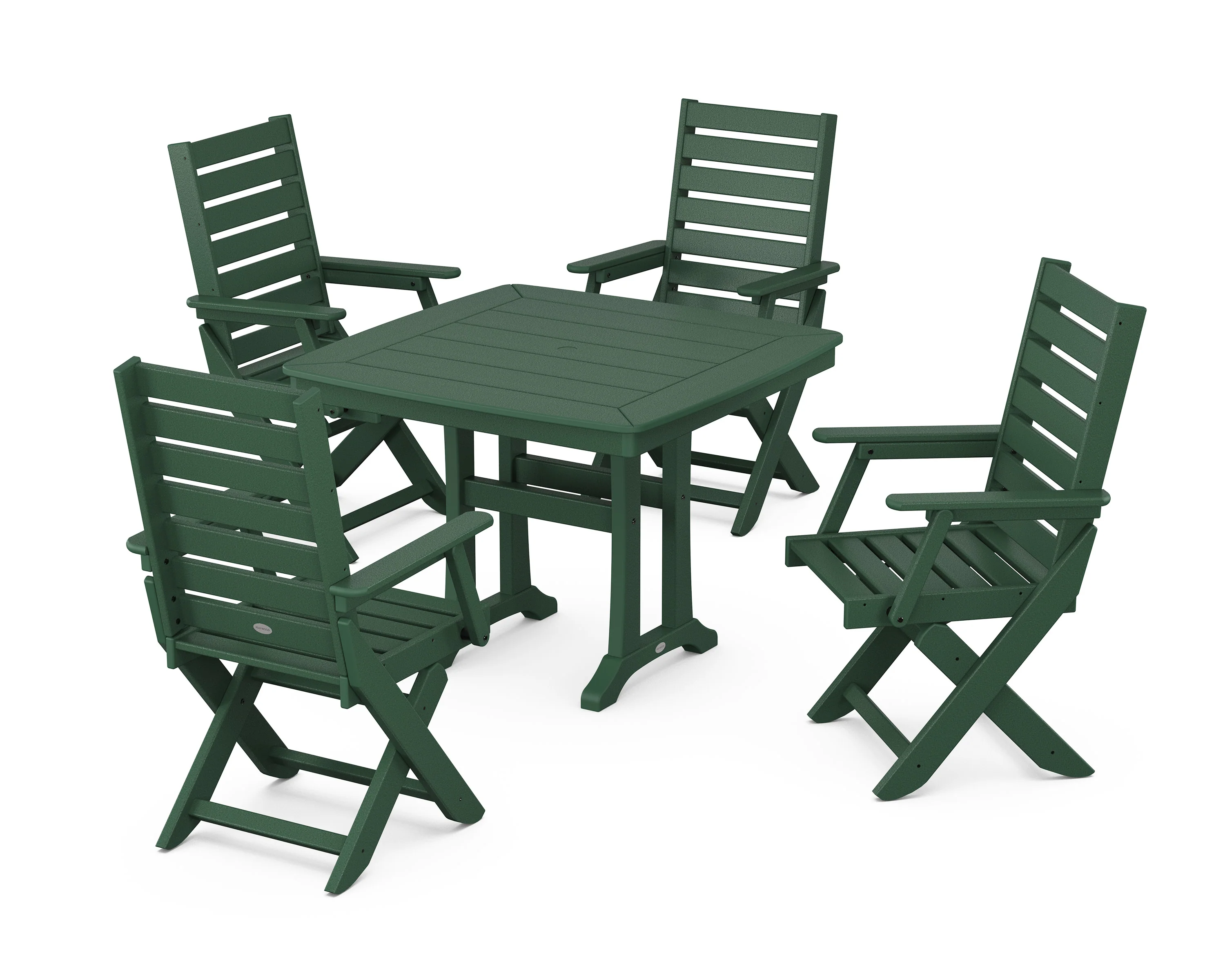 Captain Folding Chair 5-Piece Dining Set with Trestle Legs - Image 8