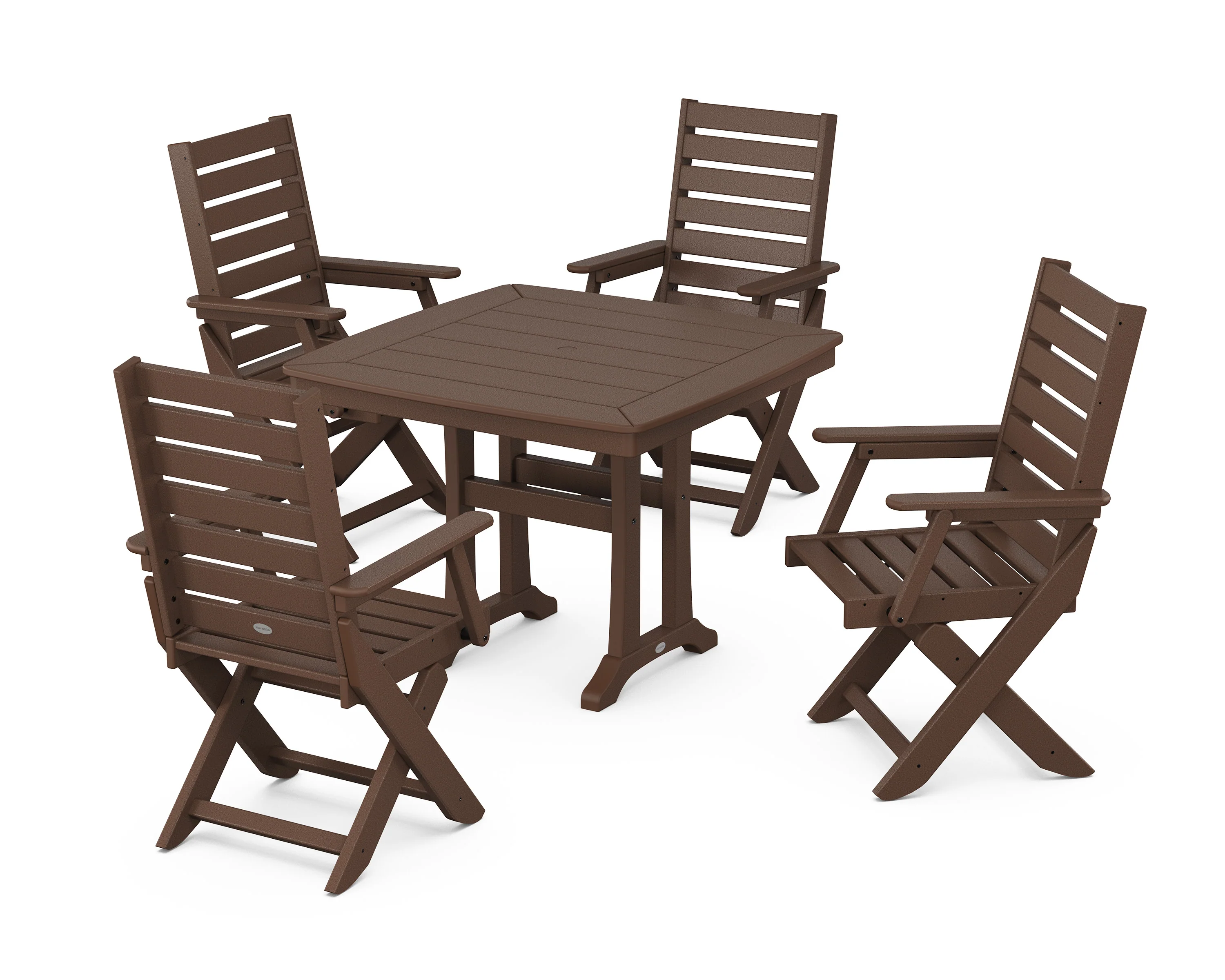 Captain Folding Chair 5-Piece Dining Set with Trestle Legs - Image 9