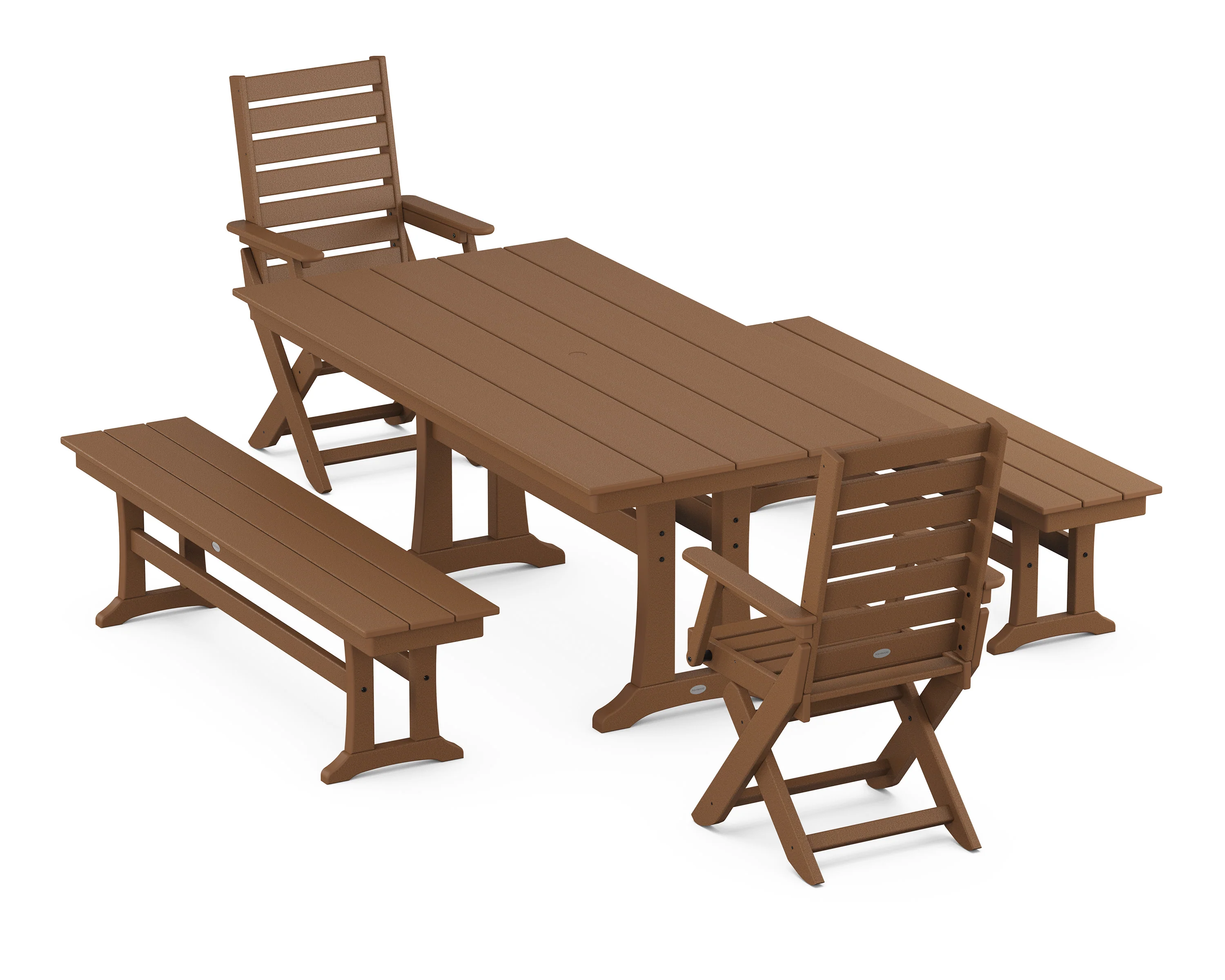 Captain Folding Chair 5-Piece Farmhouse Dining Set With Trestle Legs - Image 6
