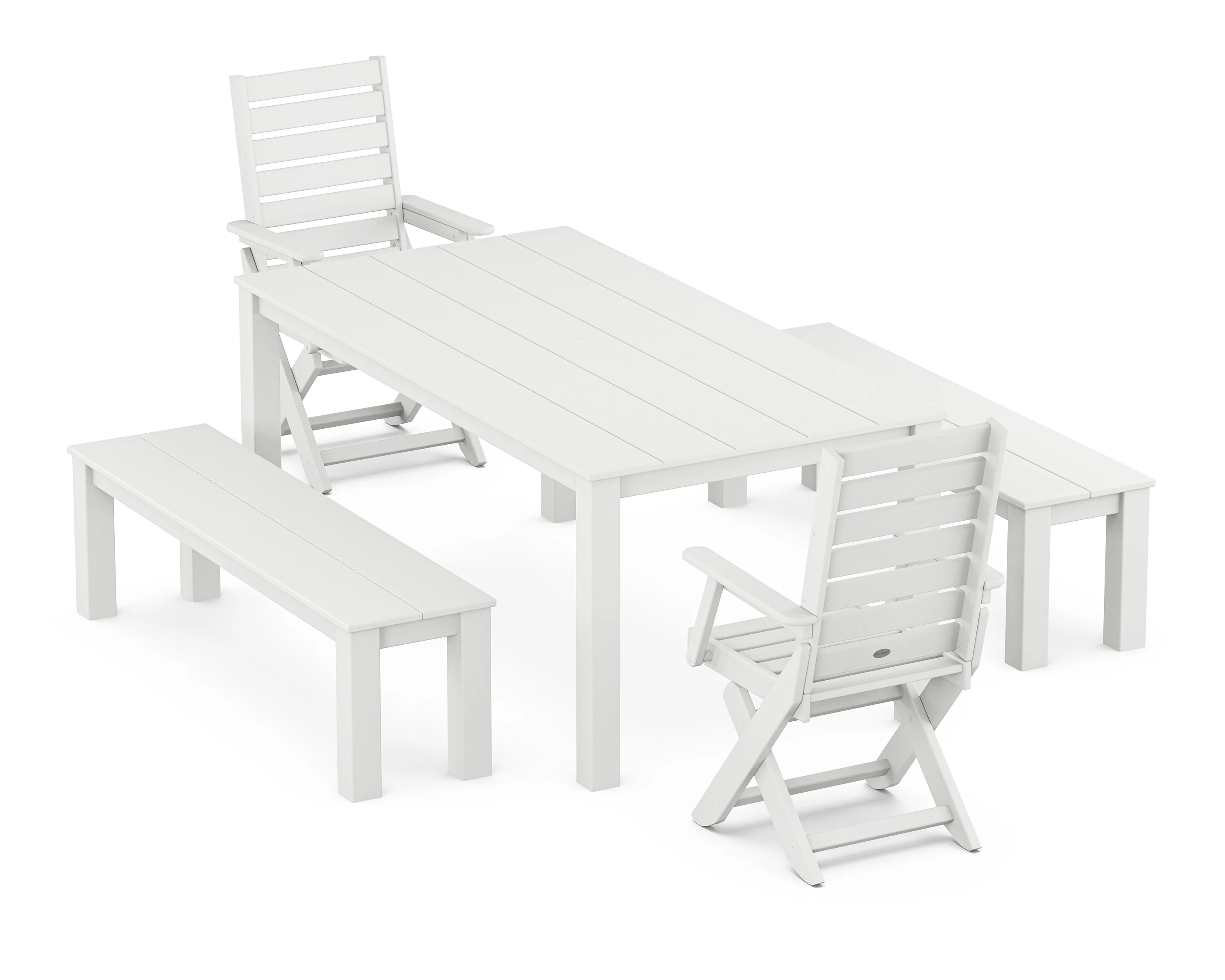 Captain Folding Chair 5-Piece Parsons Dining Set with Benches - Image 6