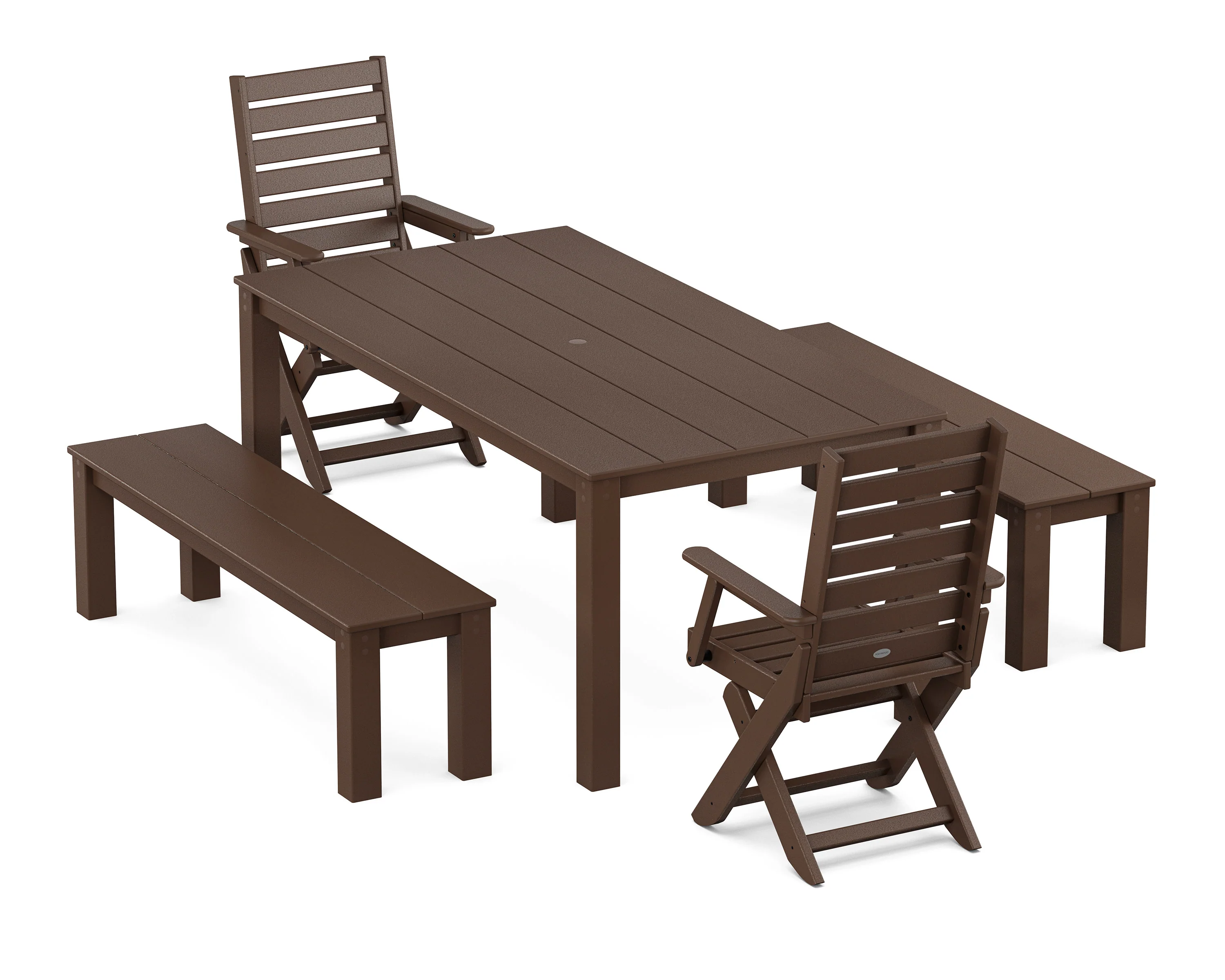 Captain Folding Chair 5-Piece Parsons Dining Set with Benches - Image 9