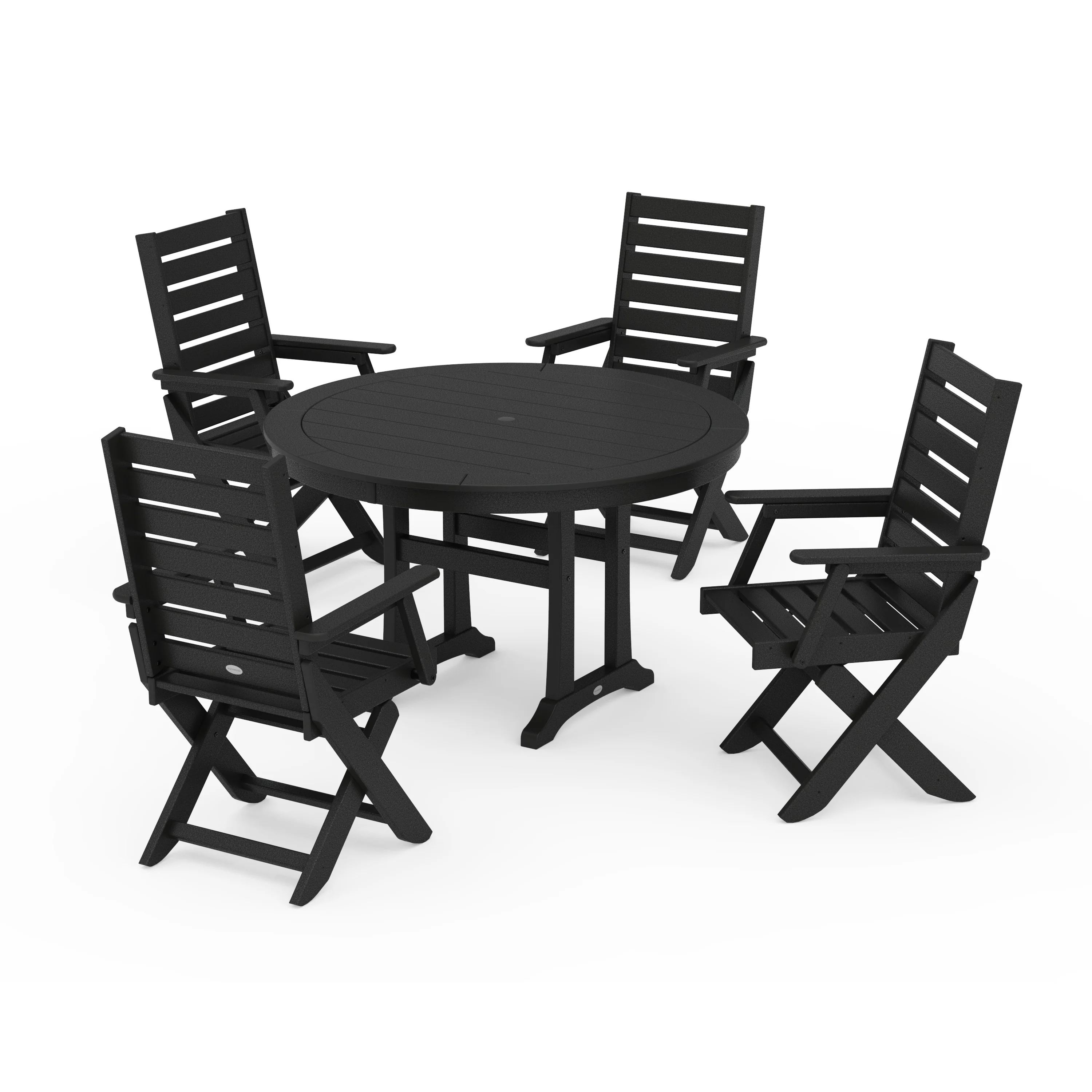 Captain Folding Chair 5-Piece Round Dining Set with Trestle Legs - Image 4