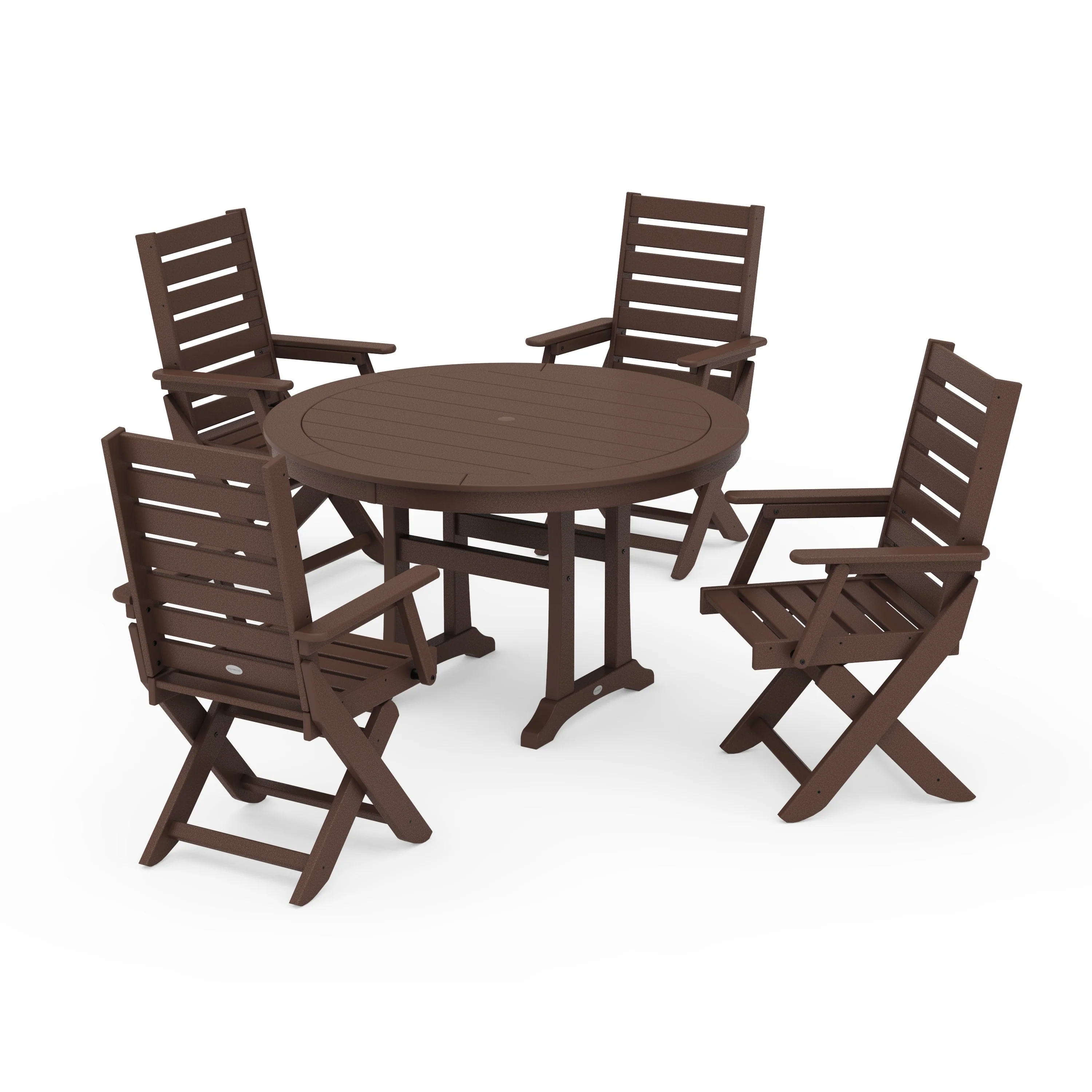 Captain Folding Chair 5-Piece Round Dining Set with Trestle Legs - Image 6