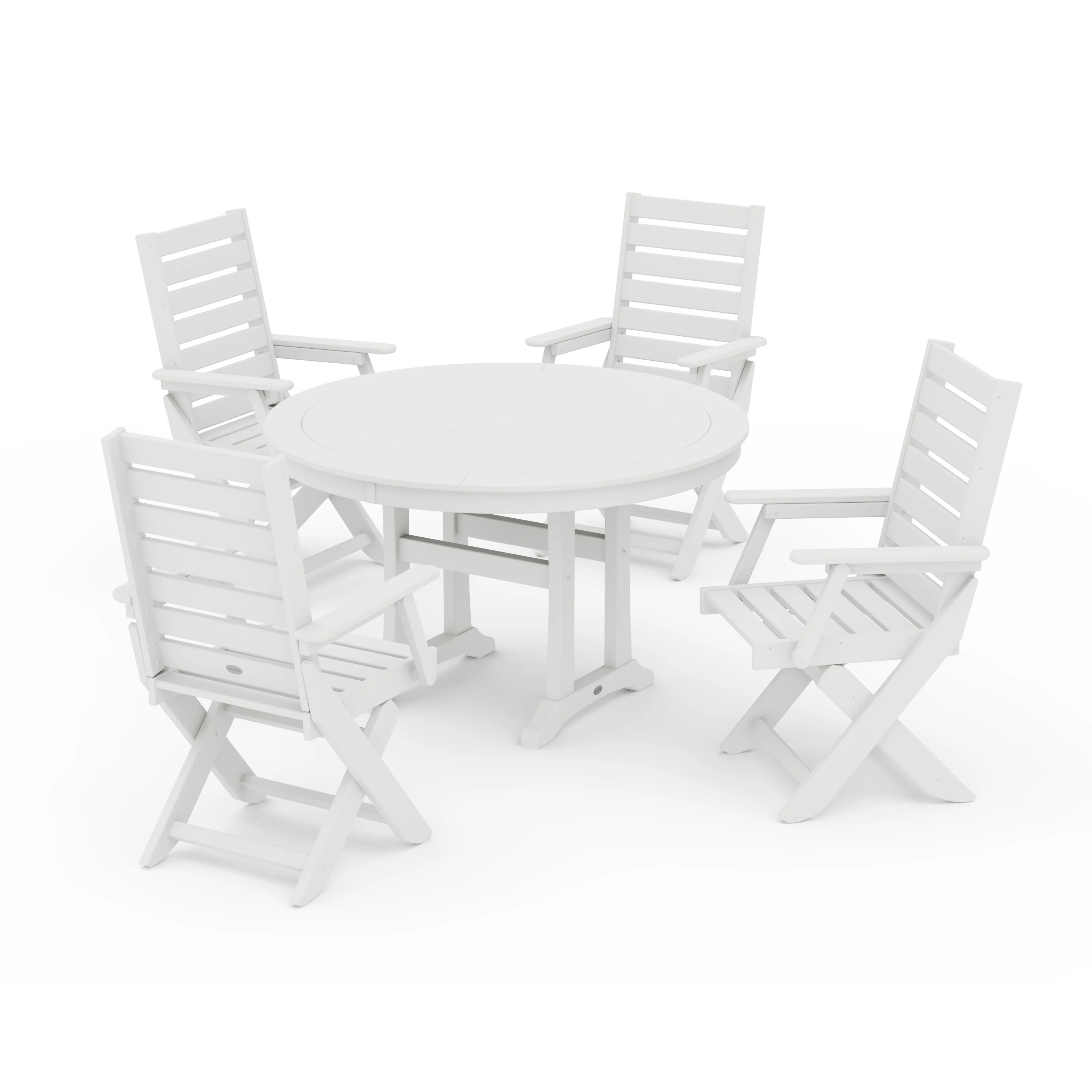 Captain Folding Chair 5-Piece Round Dining Set with Trestle Legs - Image 8
