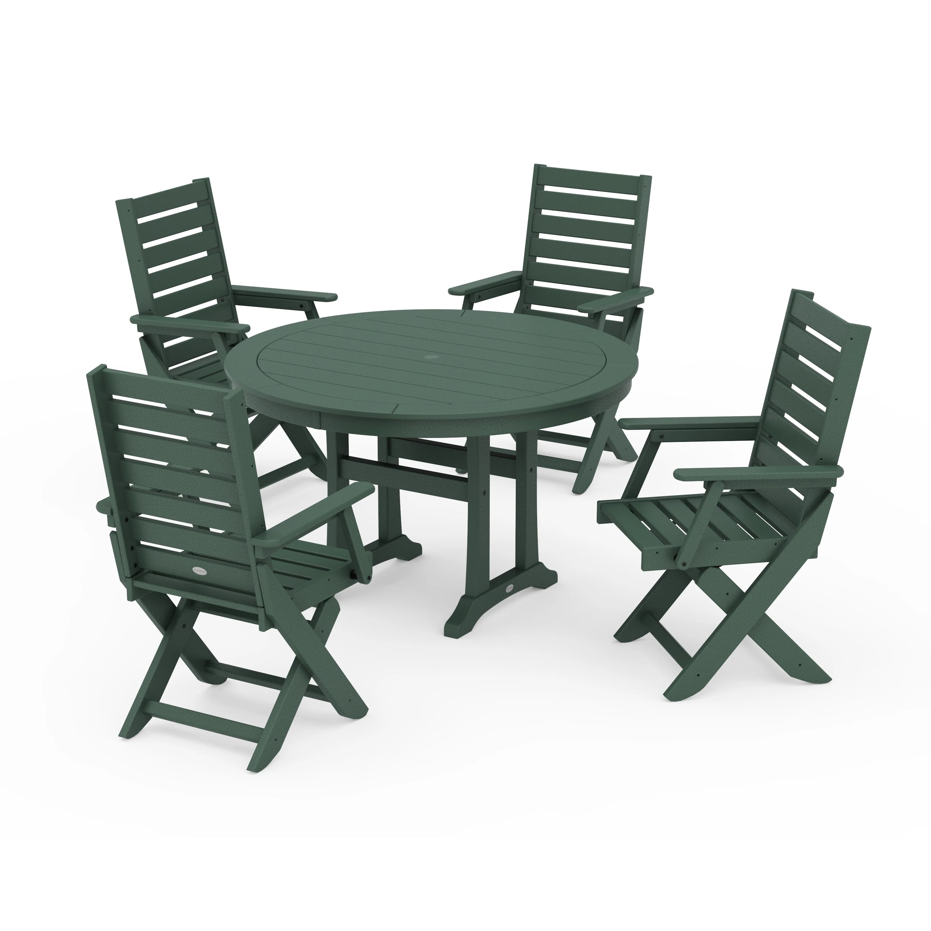 Captain Folding Chair 5-Piece Round Dining Set with Trestle Legs - Image 9