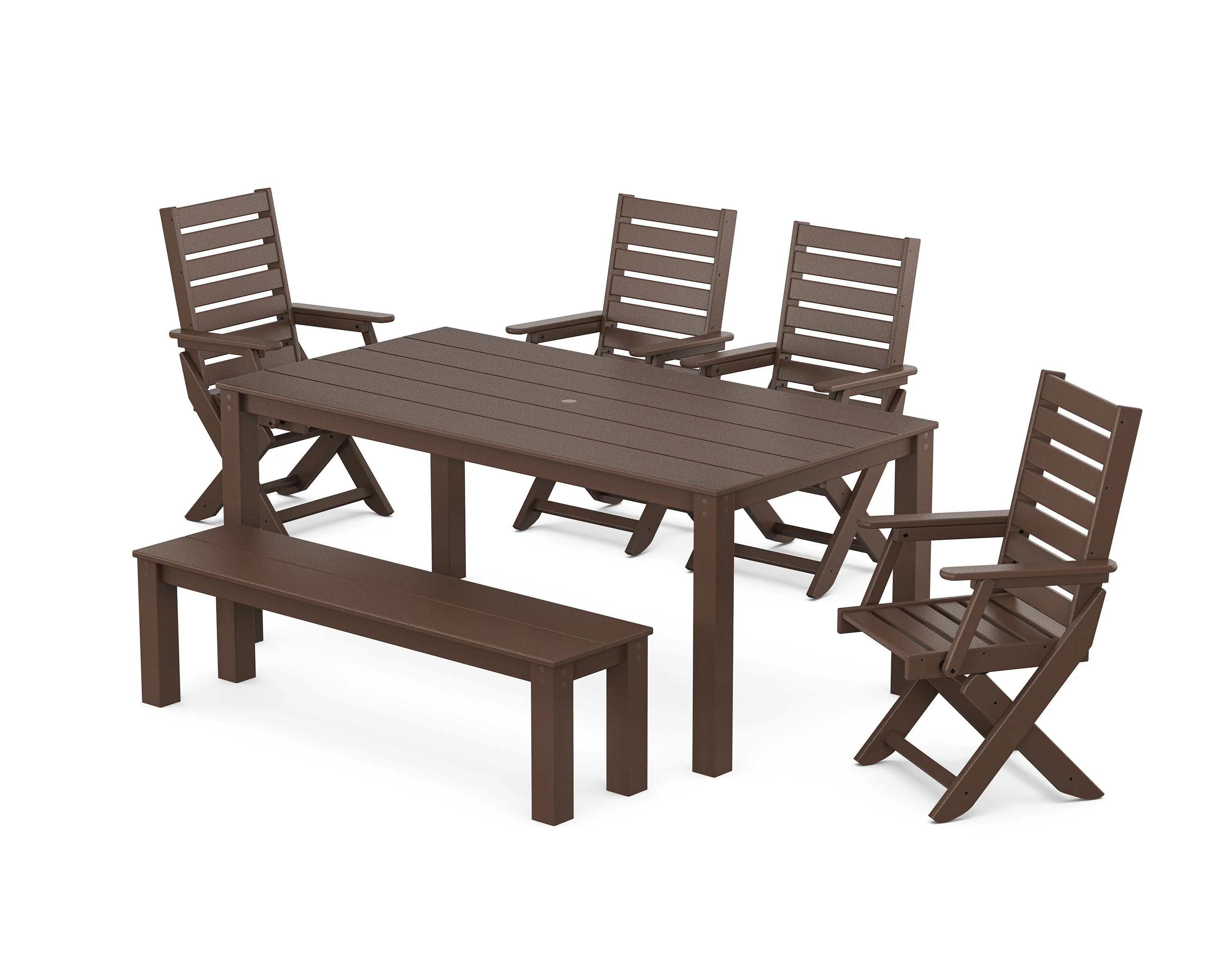Captain Folding Chair 6-Piece Parsons Dining Set with Bench - Image 4