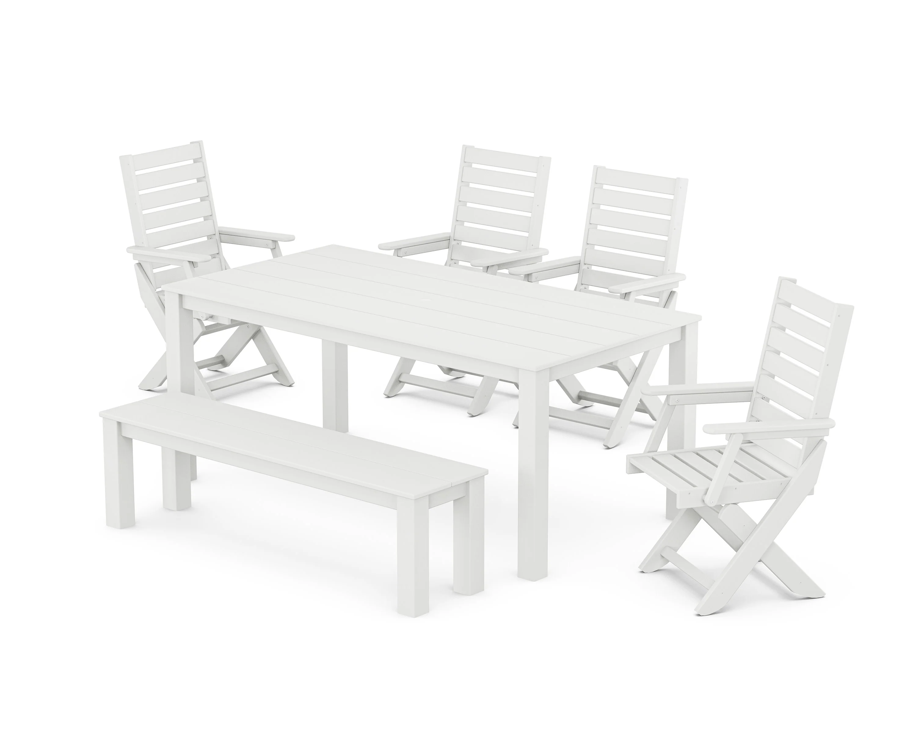 Captain Folding Chair 6-Piece Parsons Dining Set with Bench - Image 5