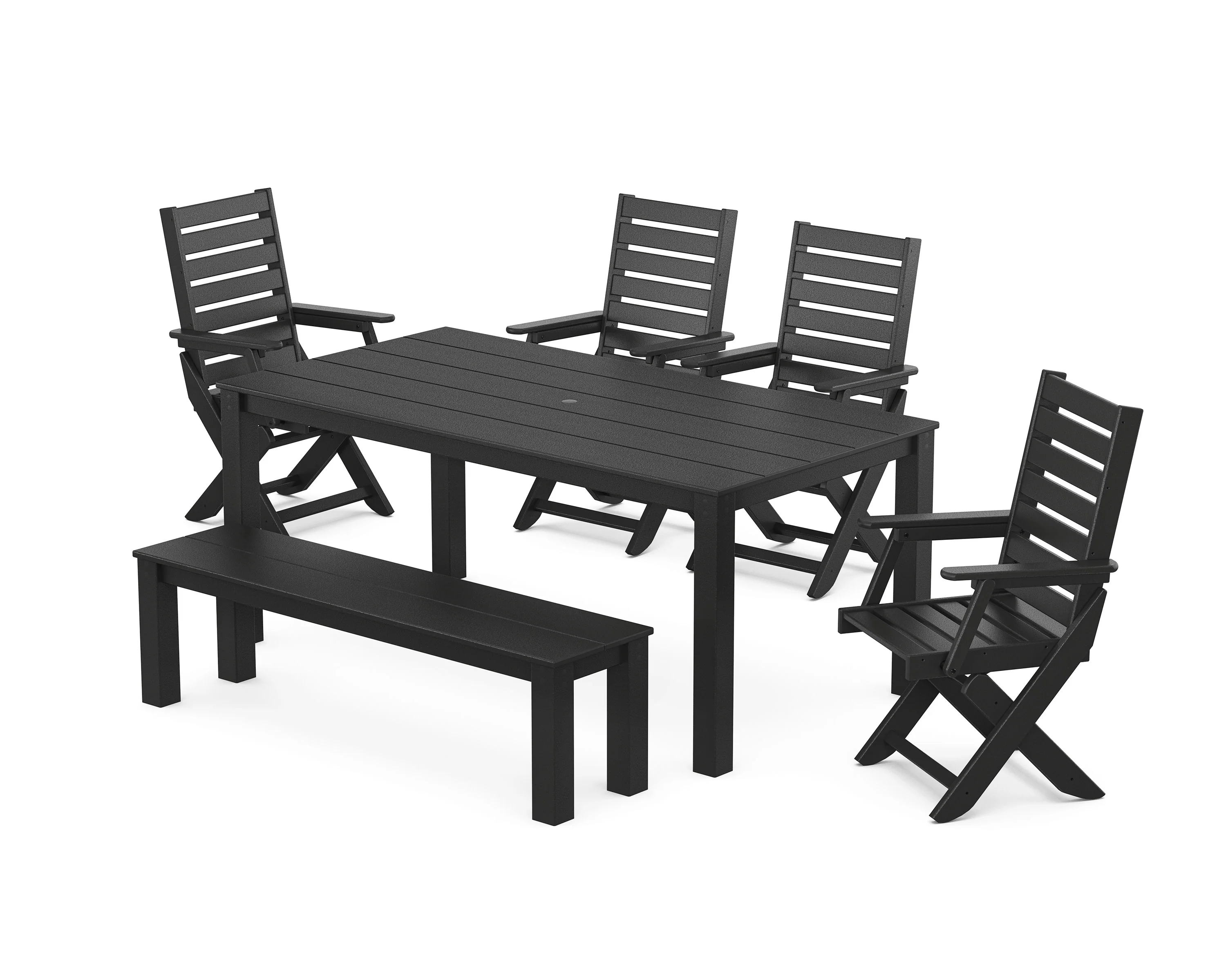 Captain Folding Chair 6-Piece Parsons Dining Set with Bench - Image 6