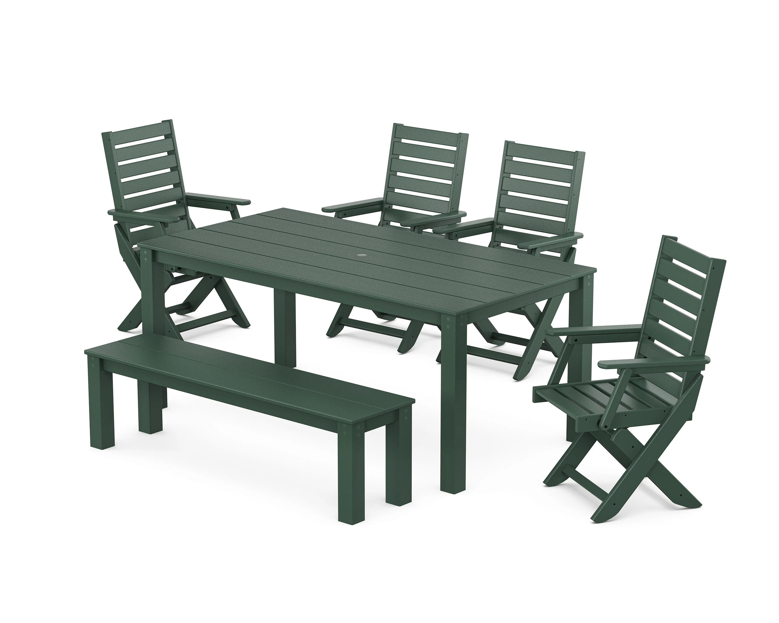 Captain Folding Chair 6-Piece Parsons Dining Set with Bench - Image 7