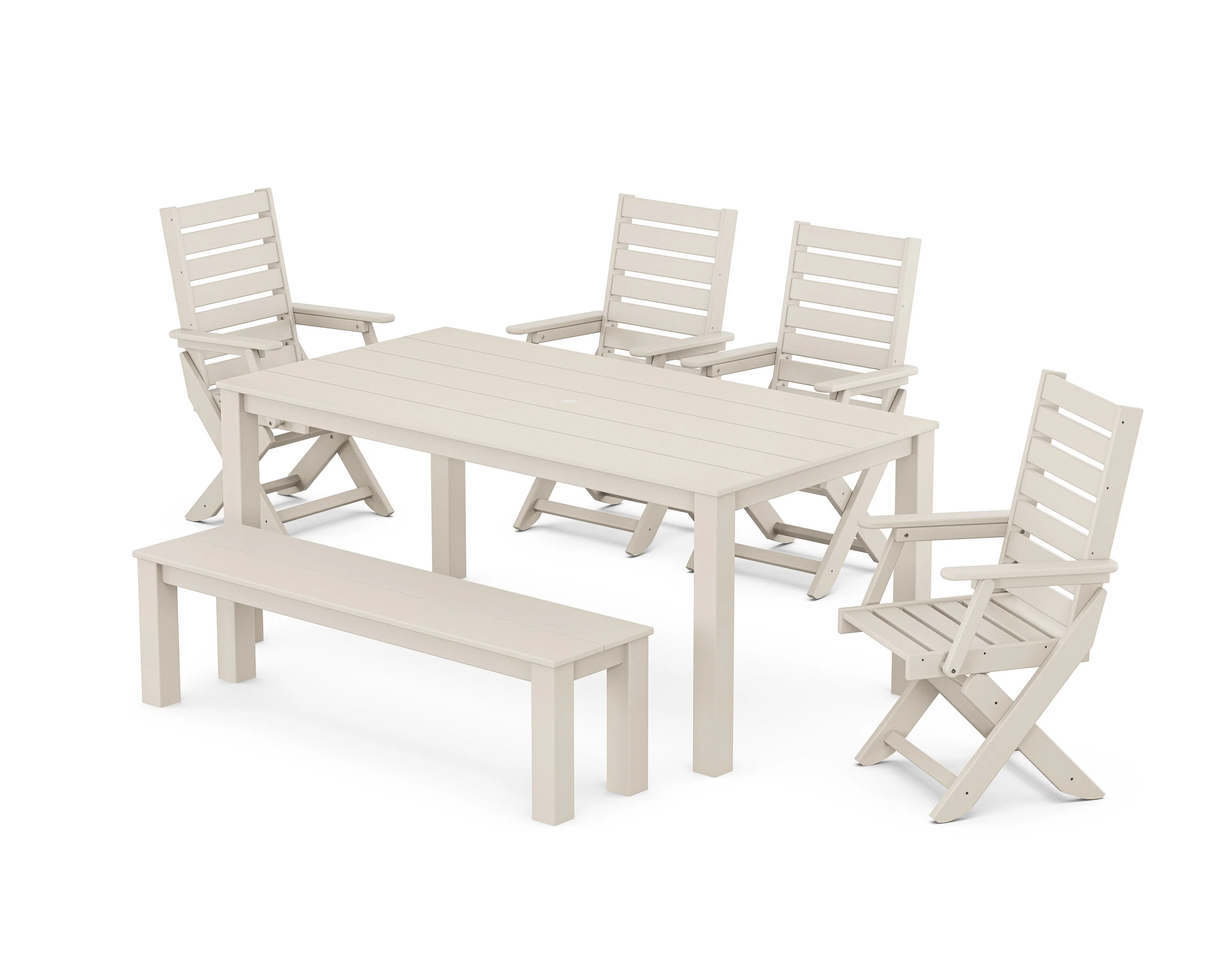 Captain Folding Chair 6-Piece Parsons Dining Set with Bench - Image 8
