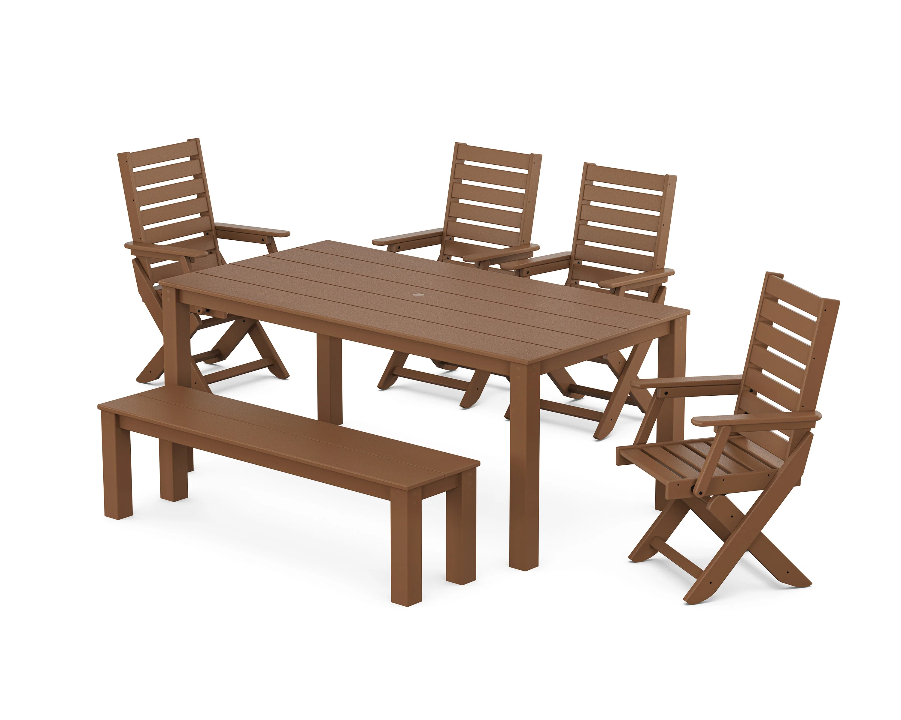 Captain Folding Chair 6-Piece Parsons Dining Set with Bench - Image 9