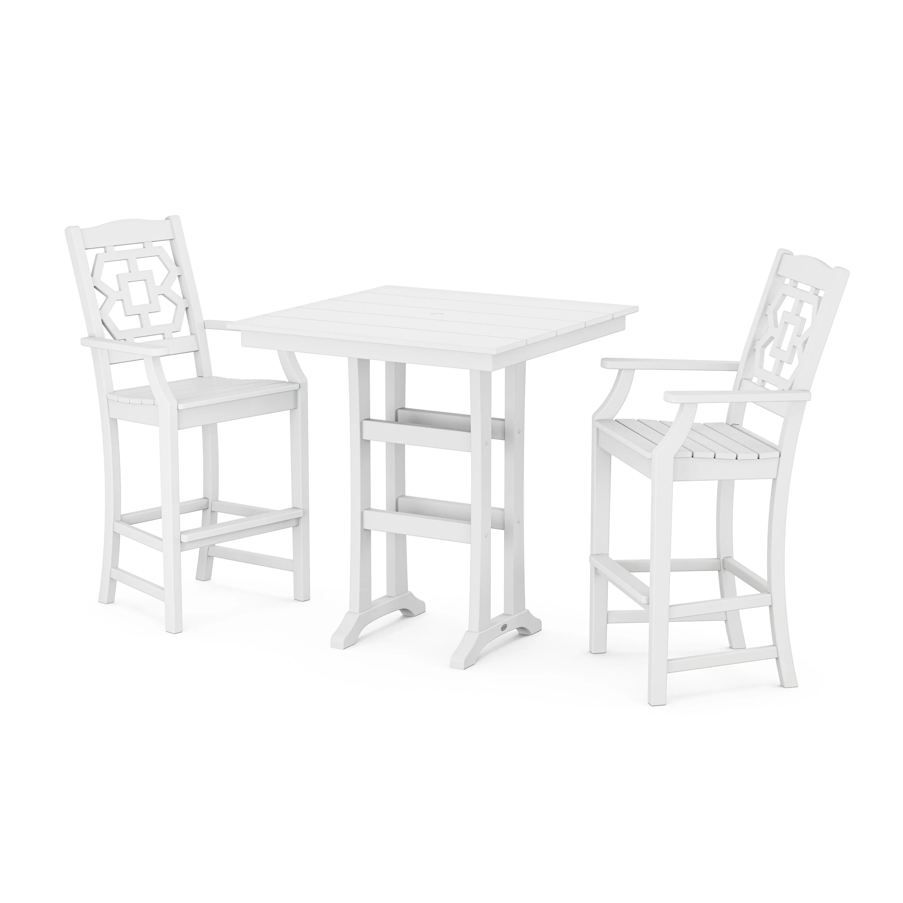 Chinoiserie 3-Piece Farmhouse Bar Set with Trestle Legs - Image 10