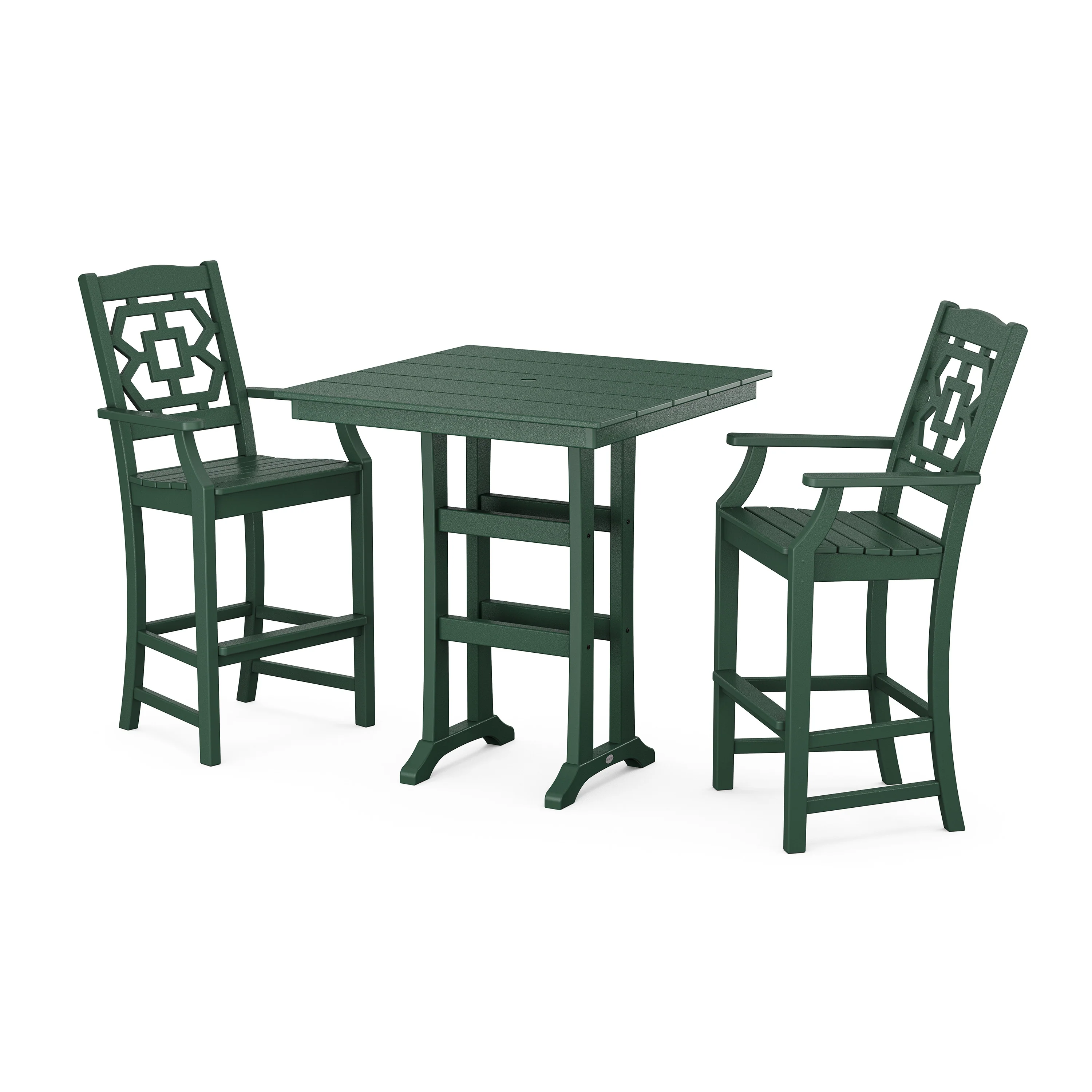 Chinoiserie 3-Piece Farmhouse Bar Set with Trestle Legs - Image 5