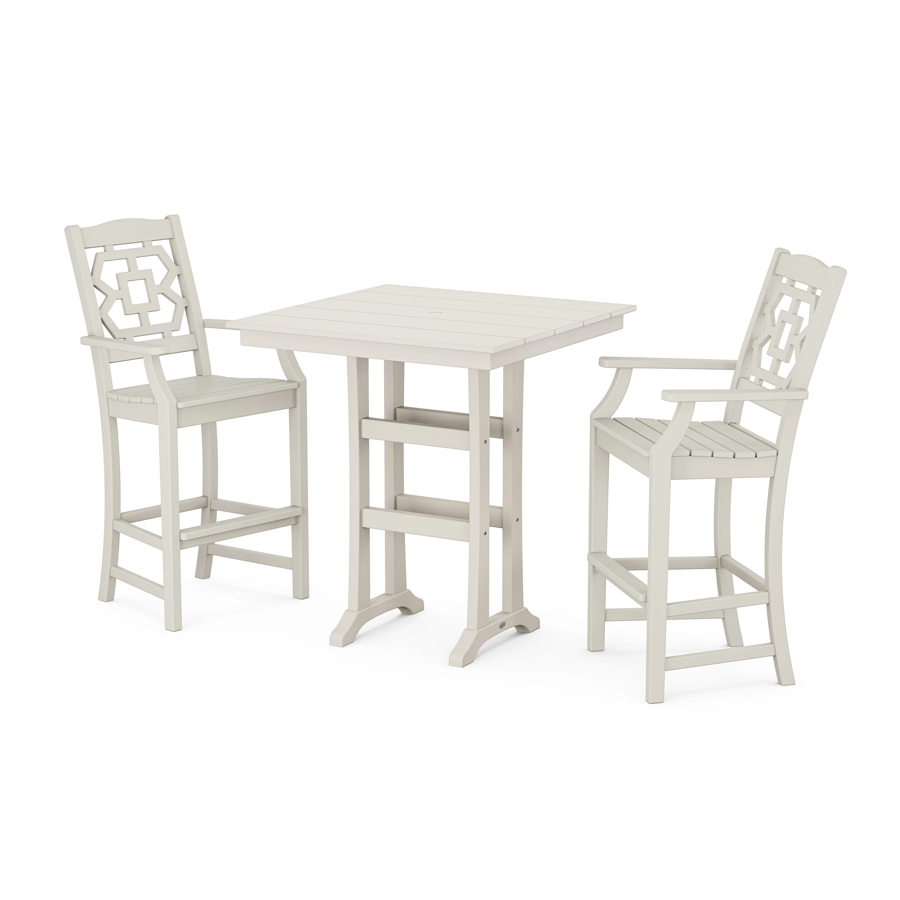 Chinoiserie 3-Piece Farmhouse Bar Set with Trestle Legs - Image 6