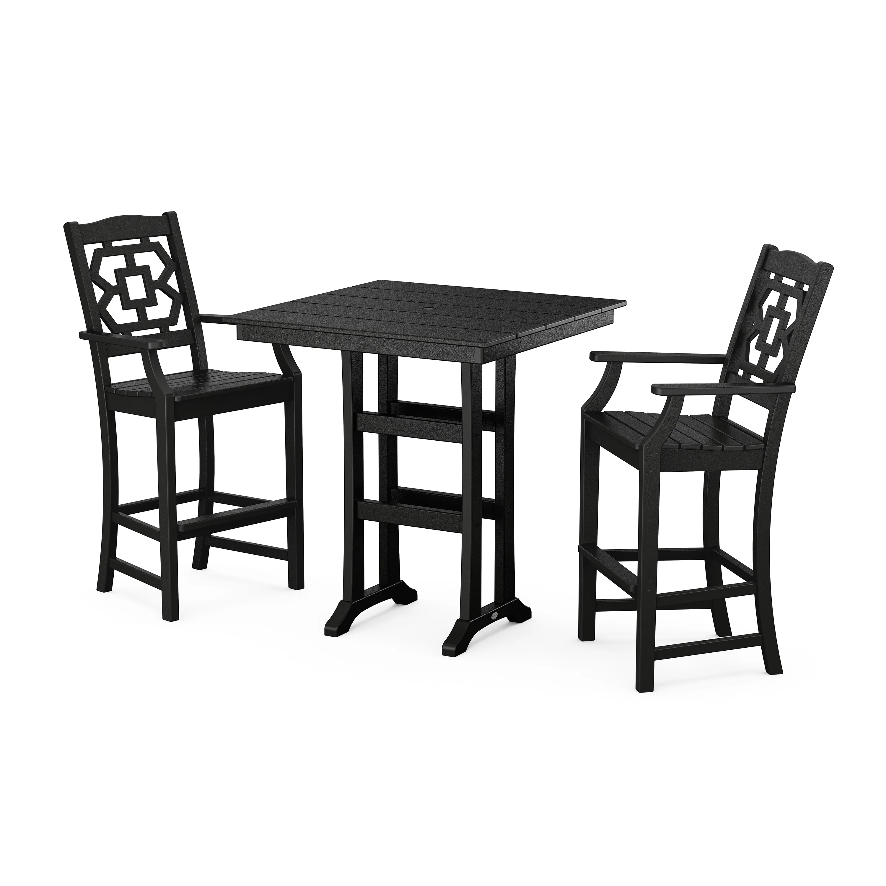 Chinoiserie 3-Piece Farmhouse Bar Set with Trestle Legs - Image 7