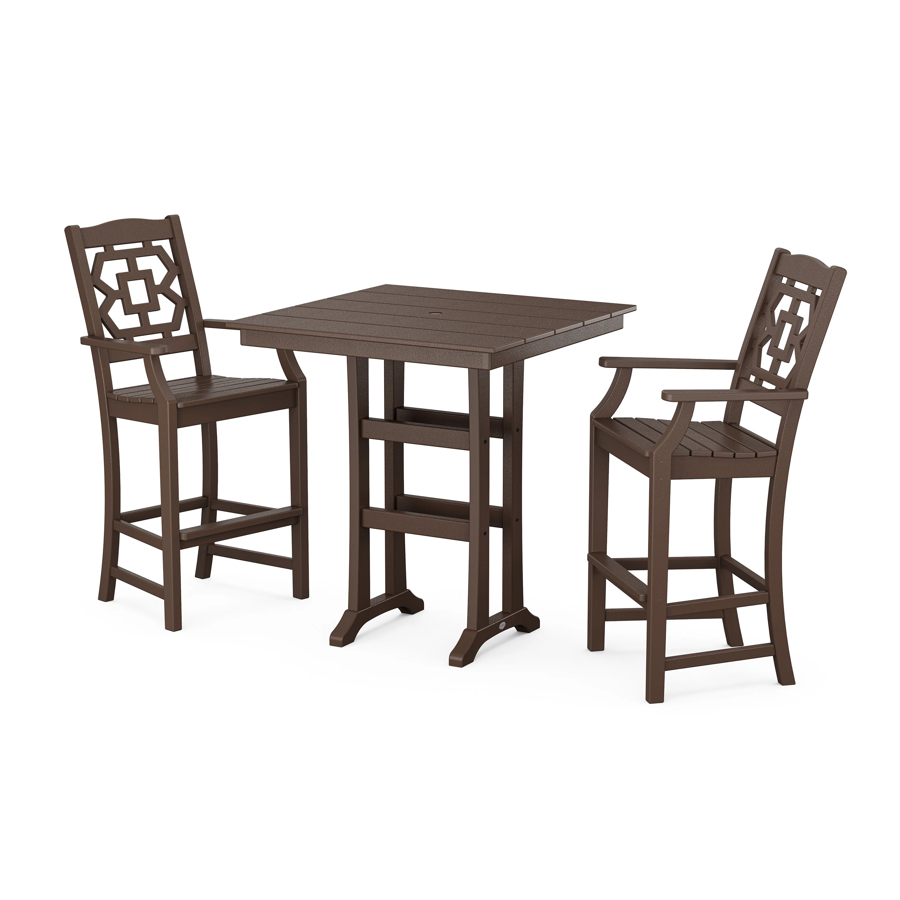 Chinoiserie 3-Piece Farmhouse Bar Set with Trestle Legs - Image 8