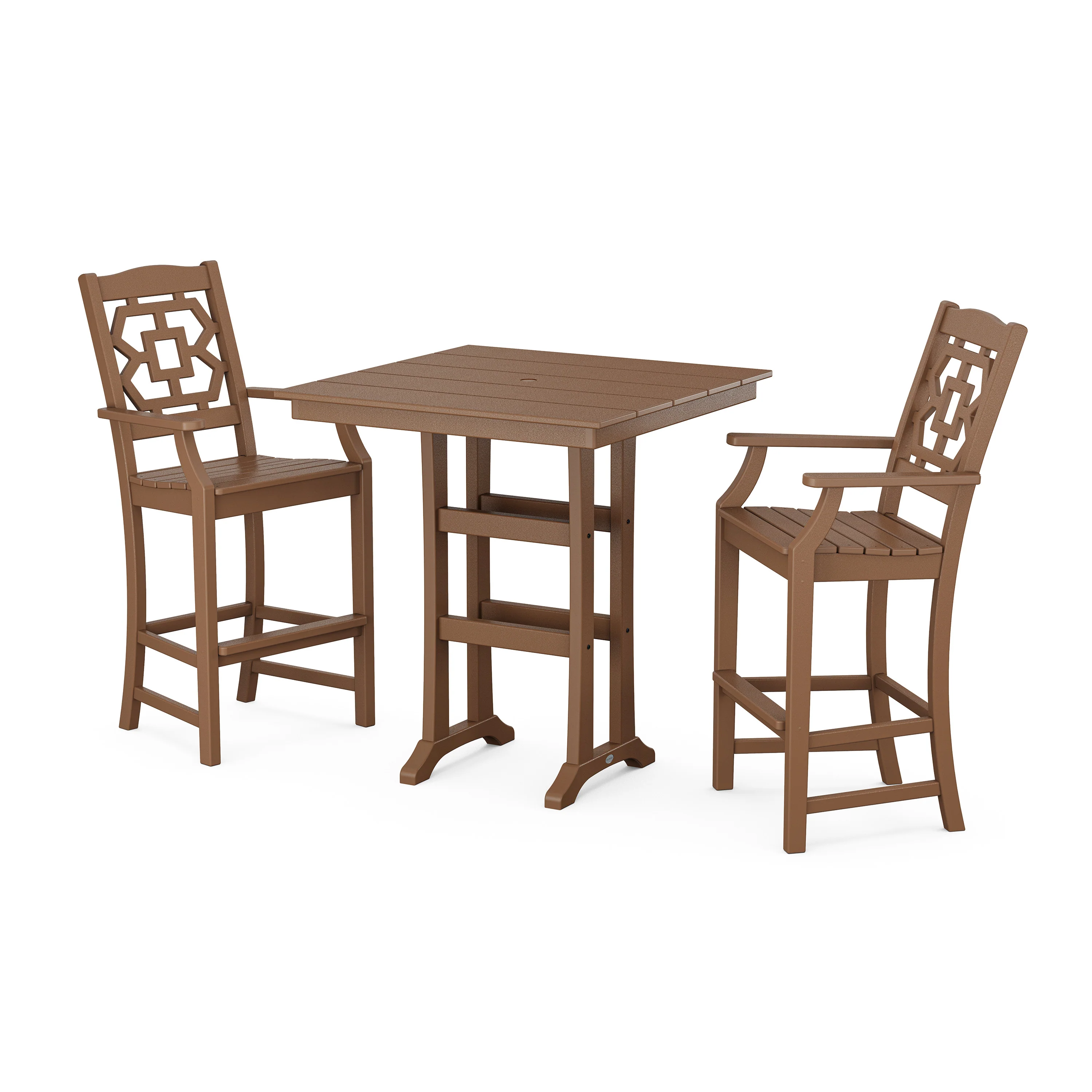 Chinoiserie 3-Piece Farmhouse Bar Set with Trestle Legs - Image 9