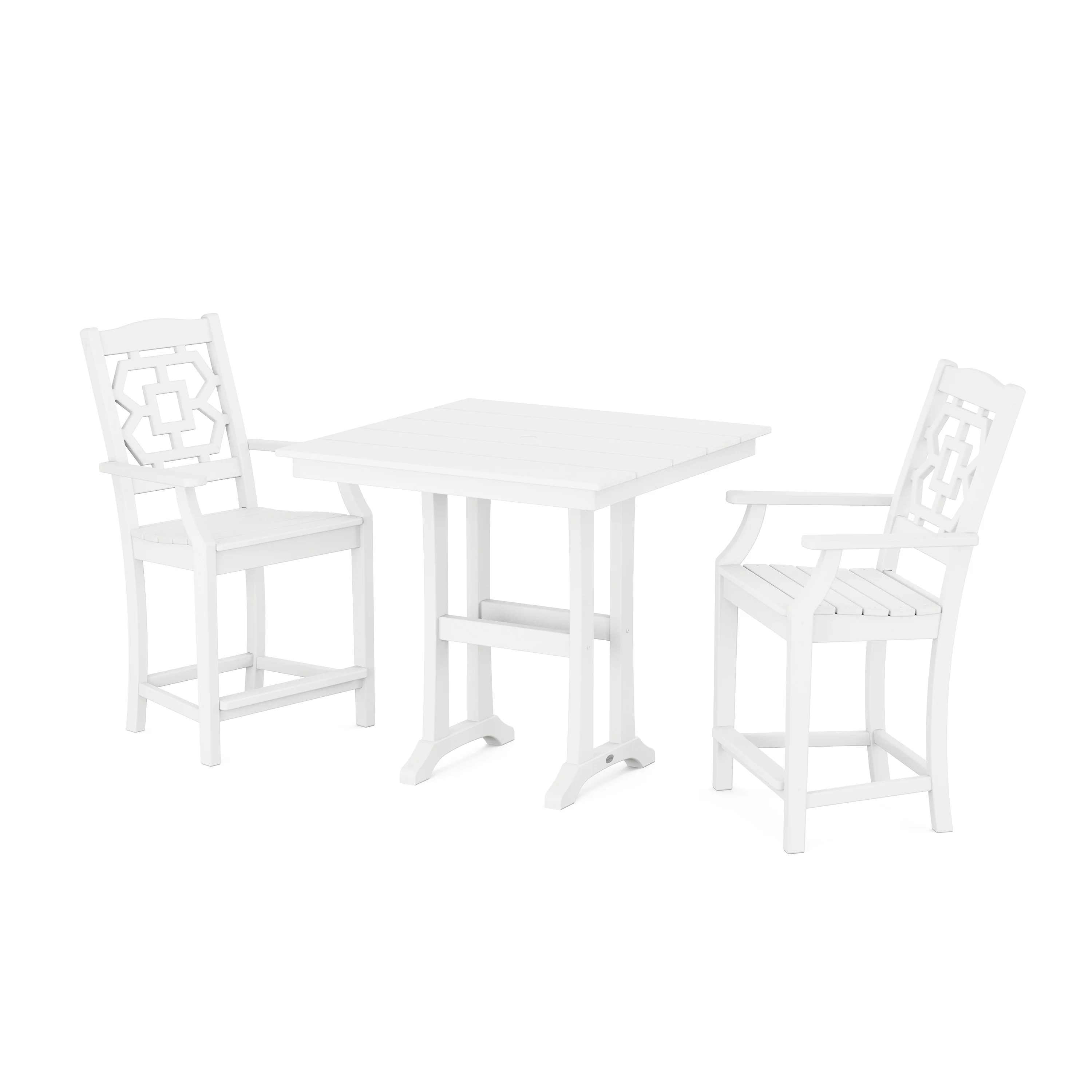 Chinoiserie 3-Piece Farmhouse Counter Set with Trestle Legs - Image 10