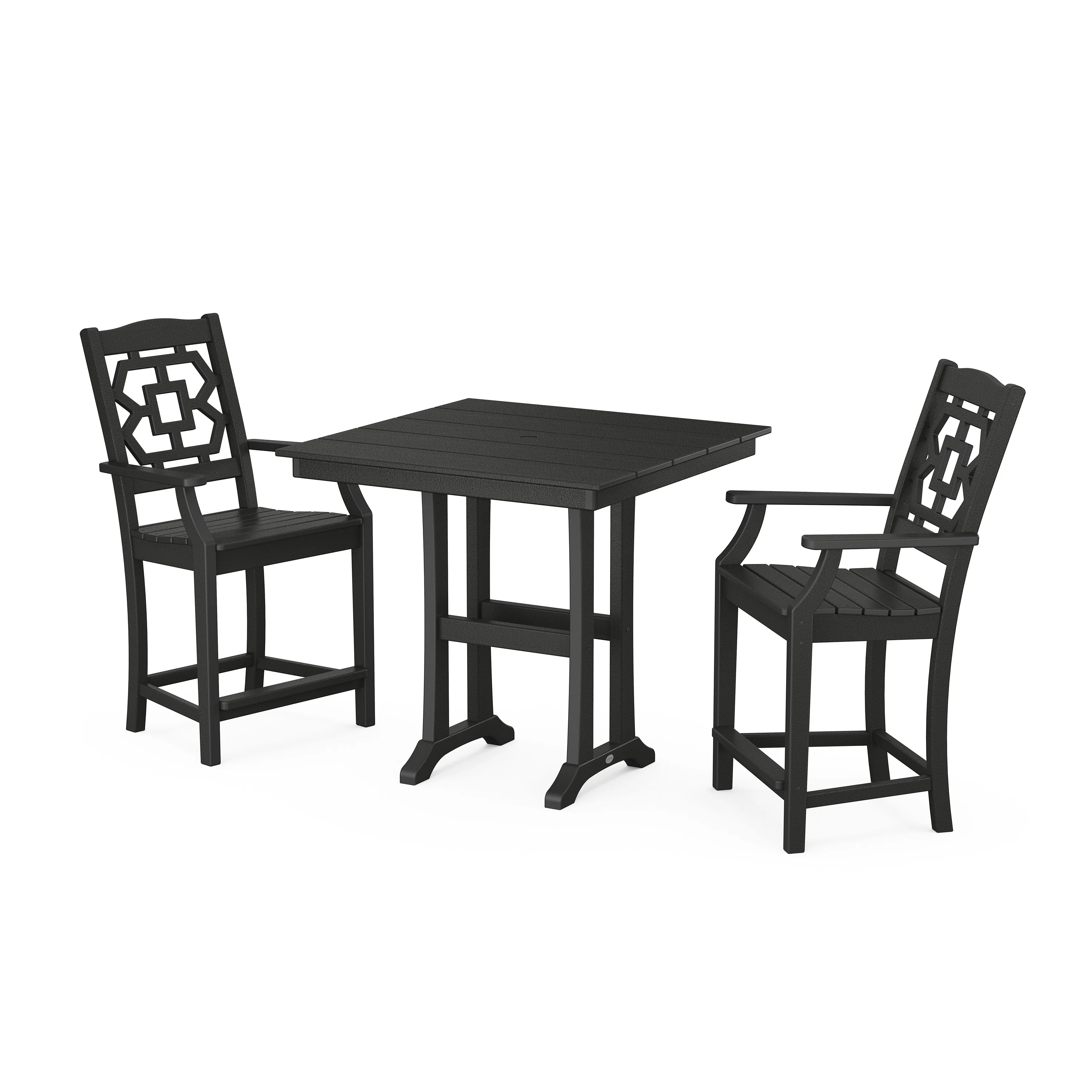 Chinoiserie 3-Piece Farmhouse Counter Set with Trestle Legs - Image 6