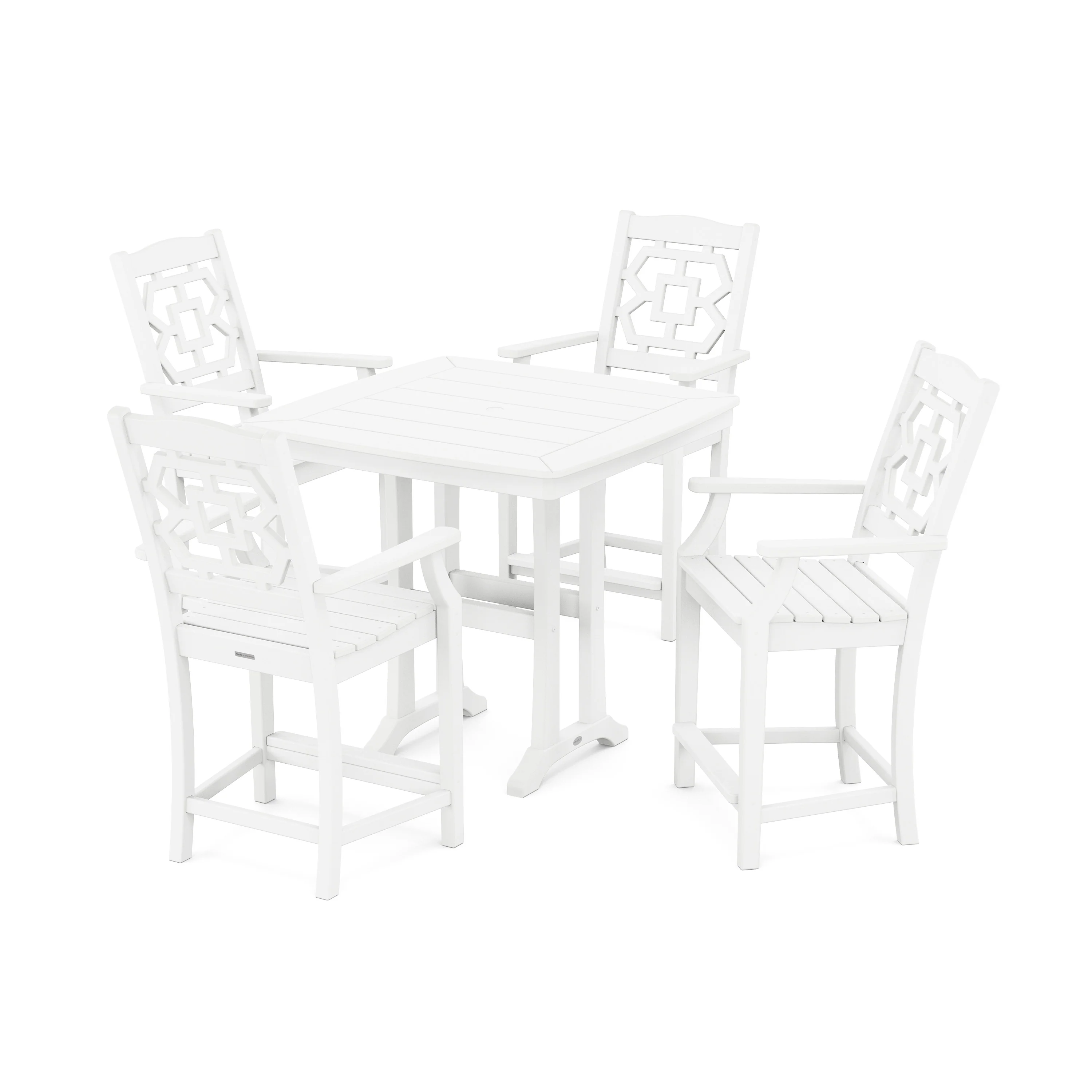 Chinoiserie 5-Piece Counter Set with Trestle Legs - Image 10