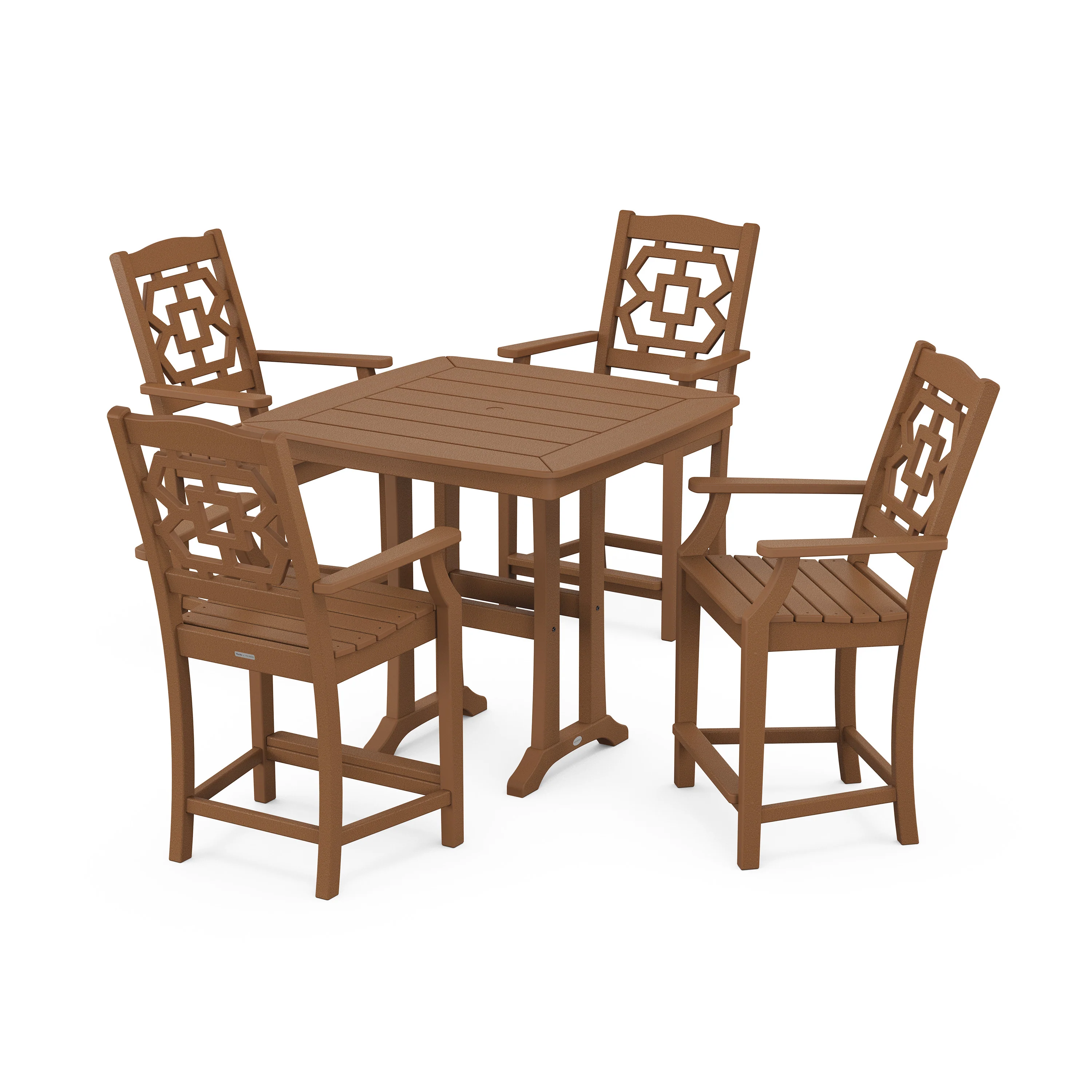 Chinoiserie 5-Piece Counter Set with Trestle Legs - Image 6