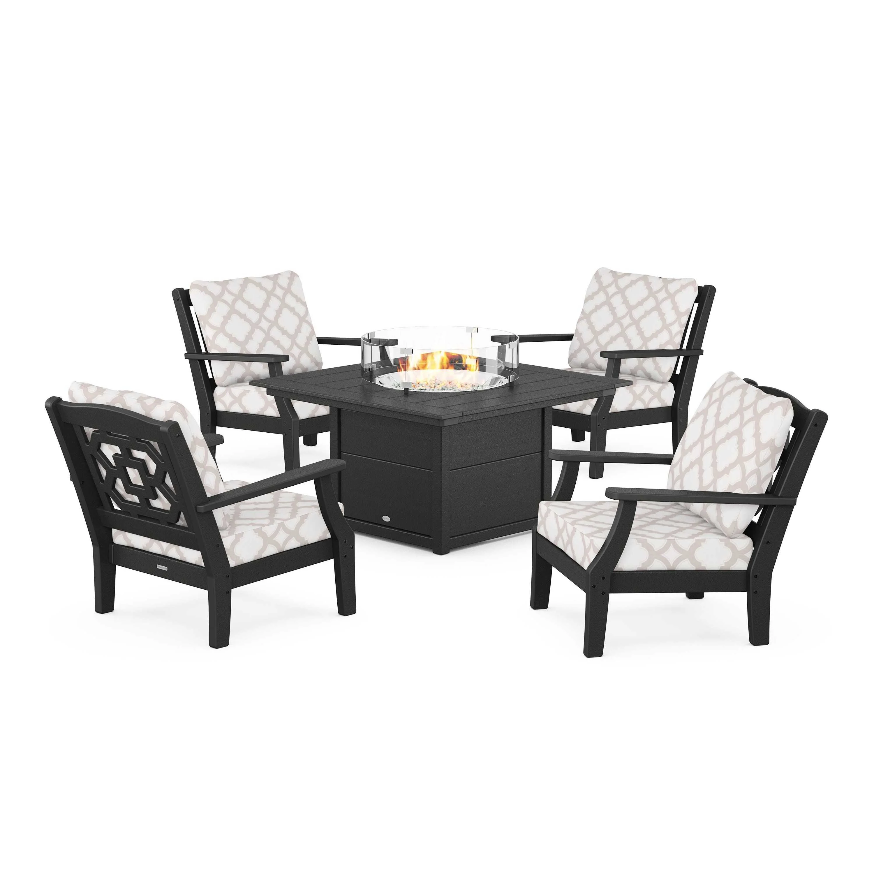 Chinoiserie 5-Piece Deep Seating Set with Fire Pit Table - Image 111
