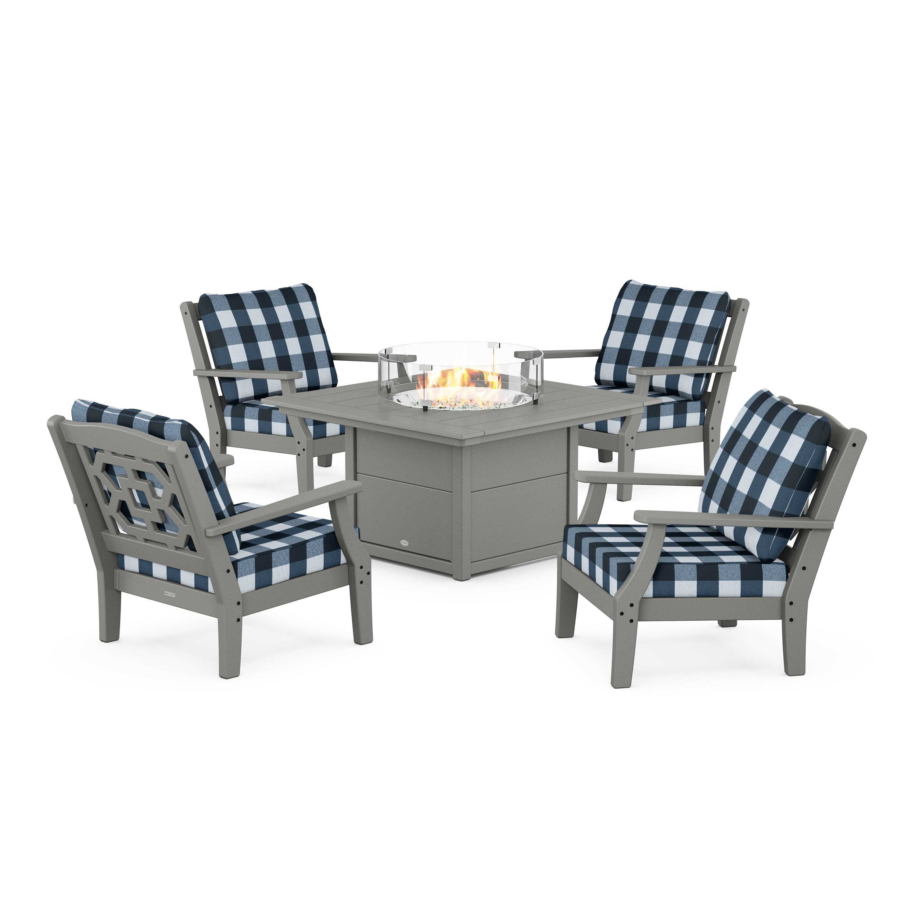 Chinoiserie 5-Piece Deep Seating Set with Fire Pit Table - Image 125