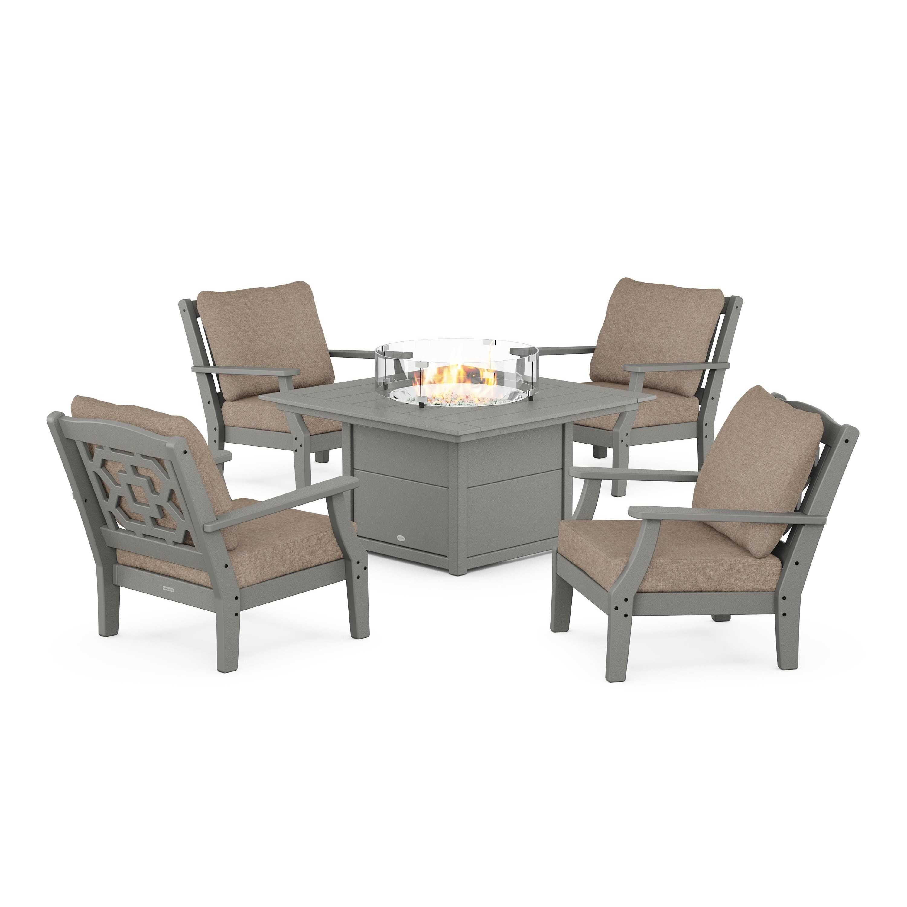 Chinoiserie 5-Piece Deep Seating Set with Fire Pit Table - Image 142