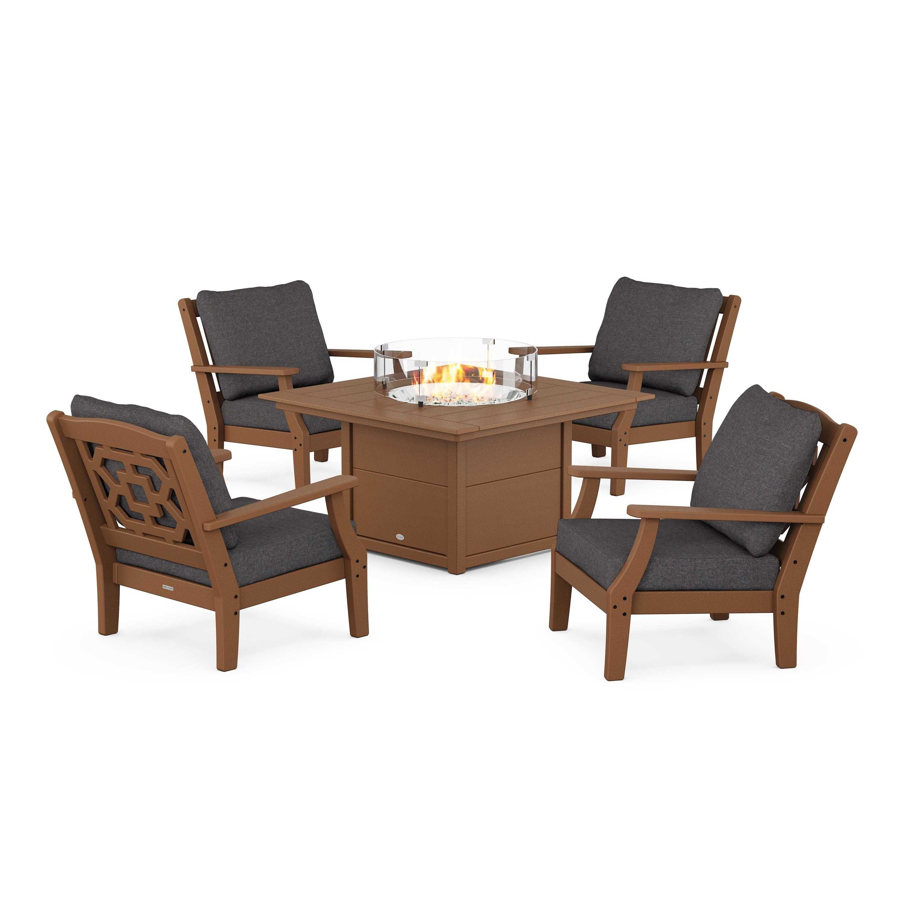 Chinoiserie 5-Piece Deep Seating Set with Fire Pit Table - Image 156
