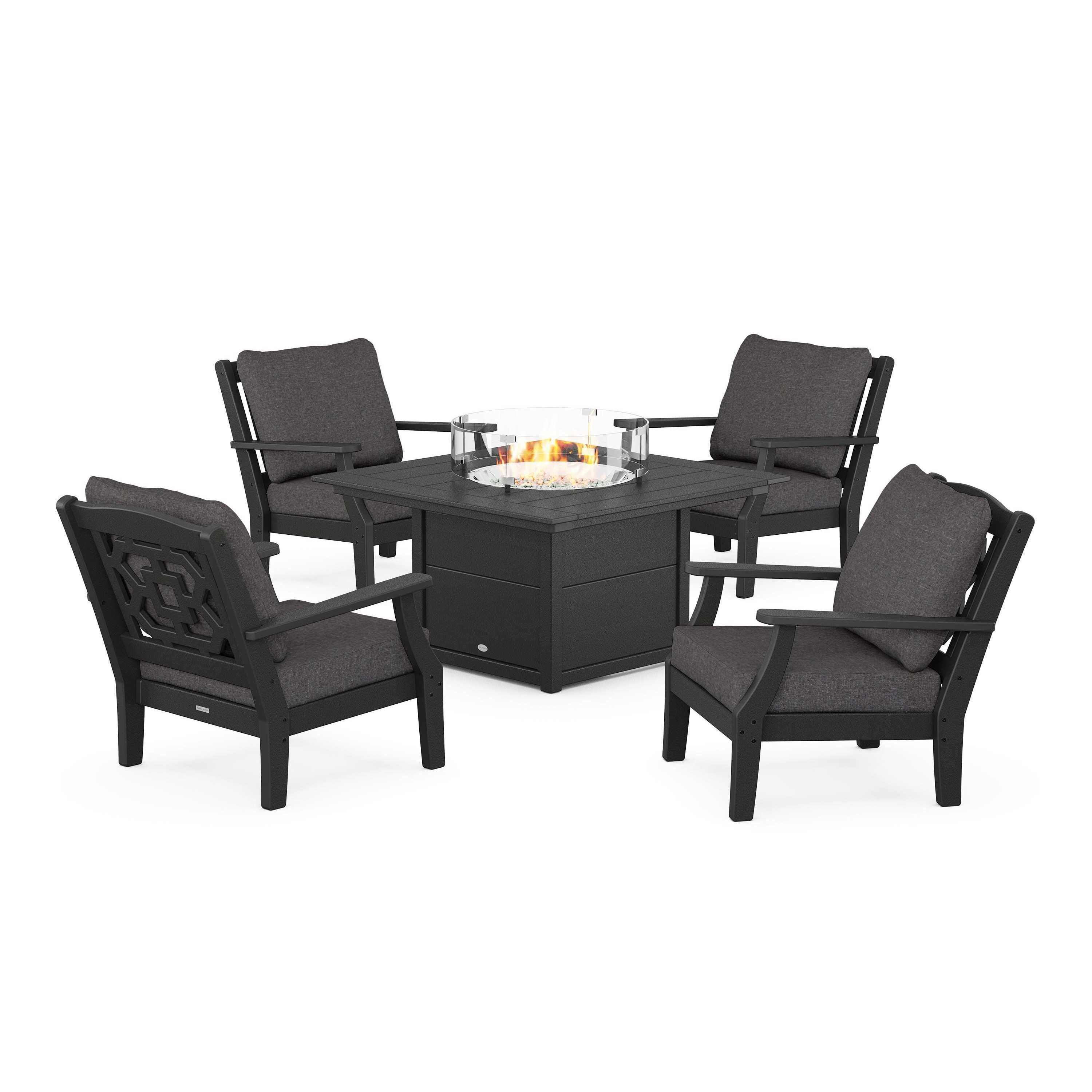 Chinoiserie 5-Piece Deep Seating Set with Fire Pit Table - Image 170