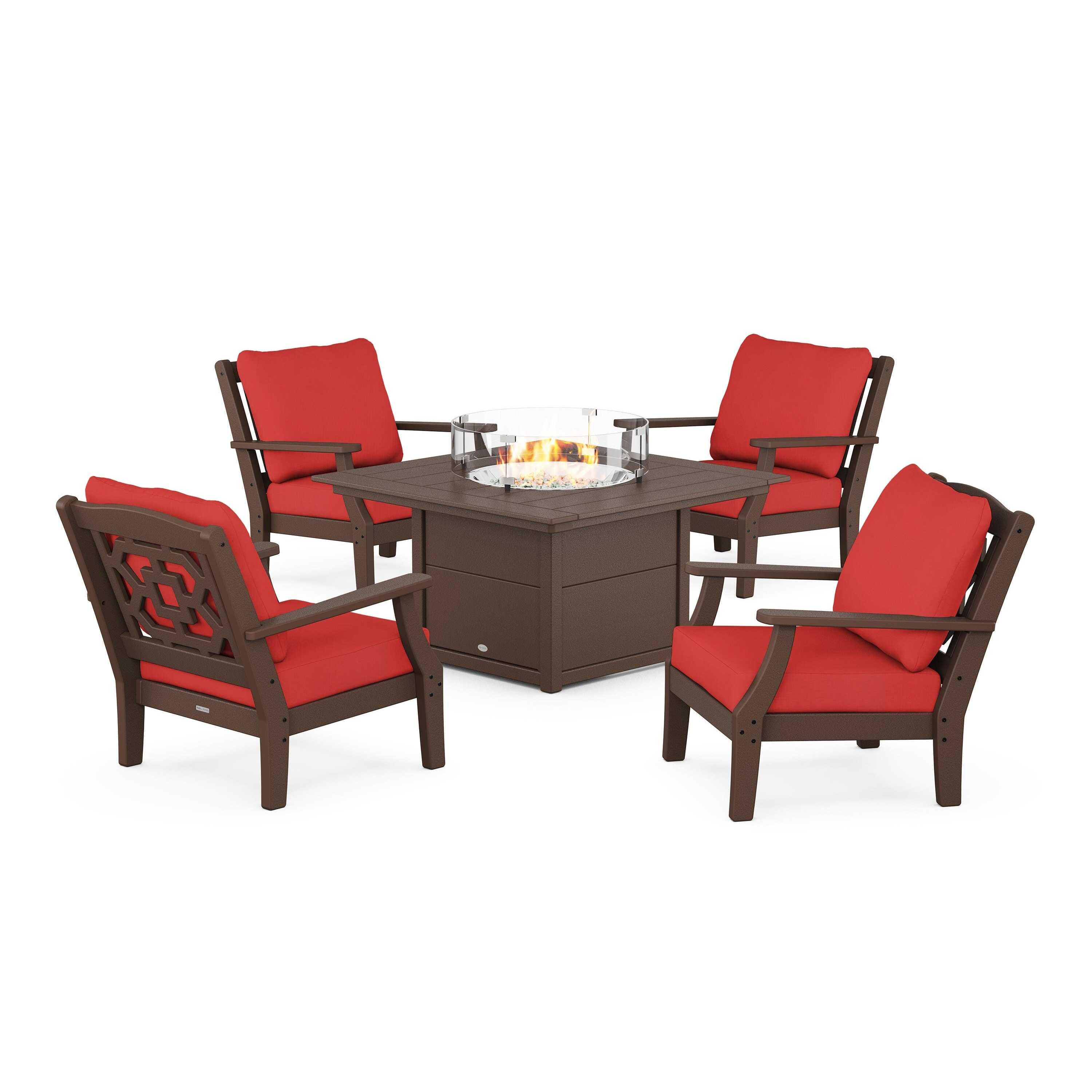 Chinoiserie 5-Piece Deep Seating Set with Fire Pit Table - Image 20