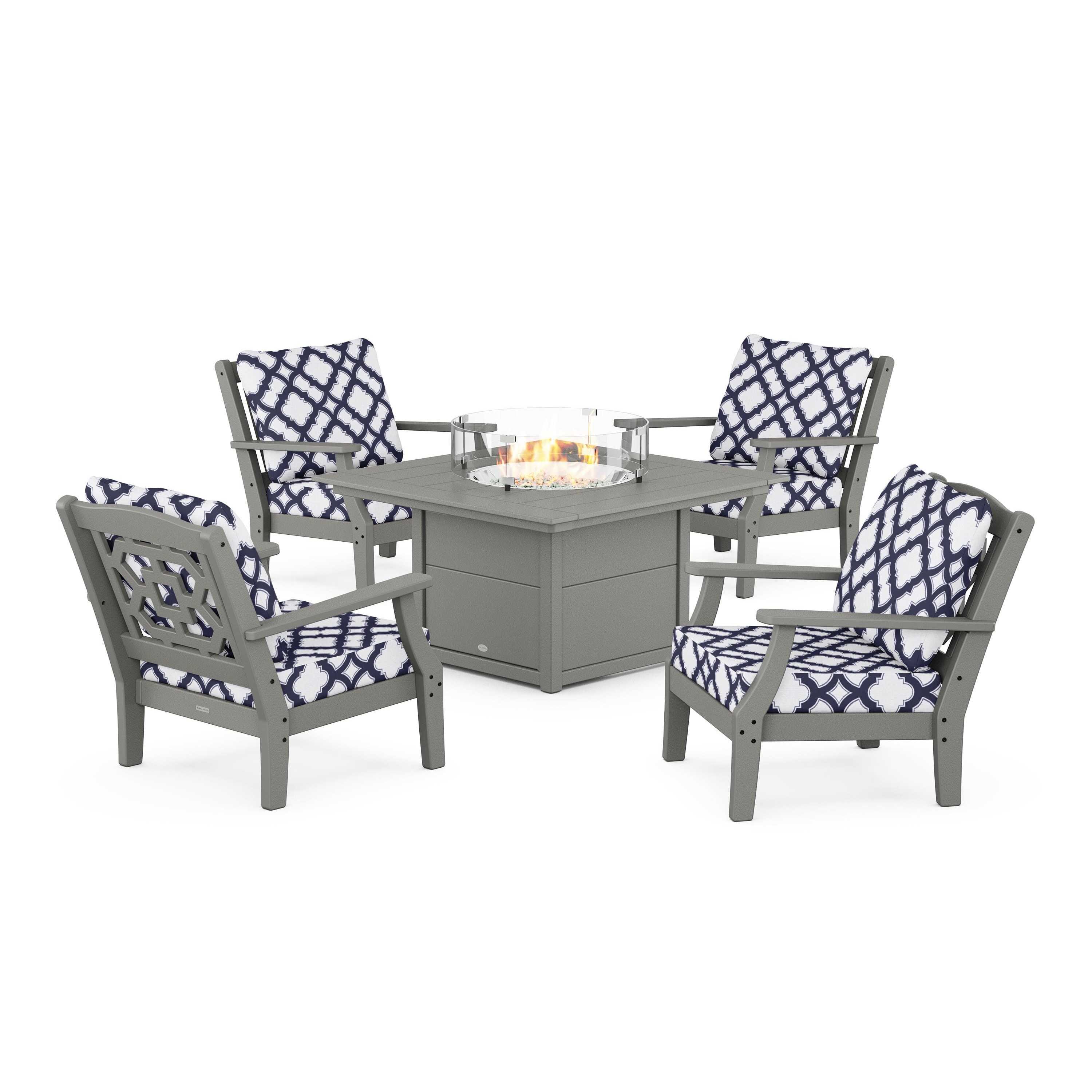 Chinoiserie 5-Piece Deep Seating Set with Fire Pit Table - Image 40