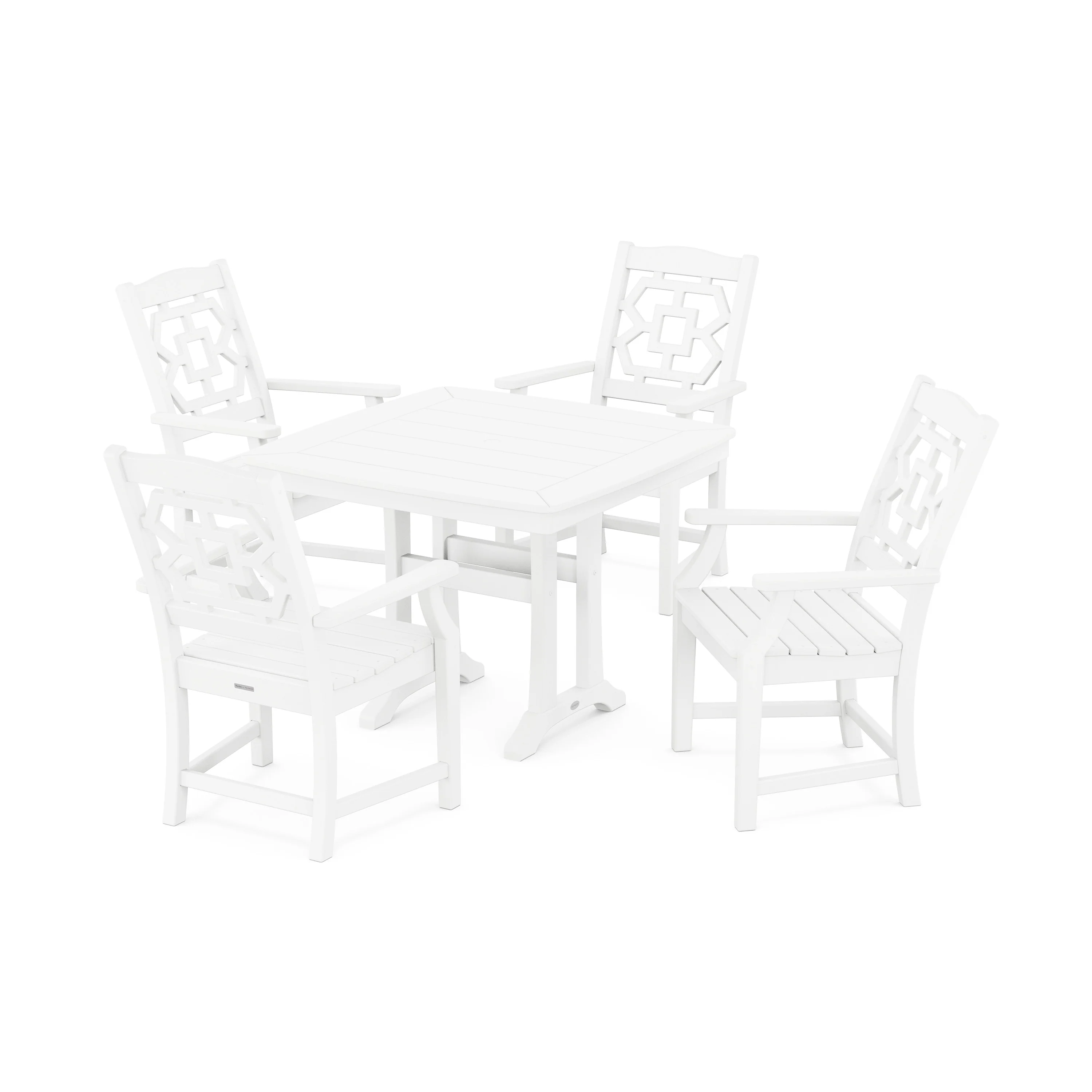 Chinoiserie 5-Piece Dining Set with Trestle Legs - Image 10