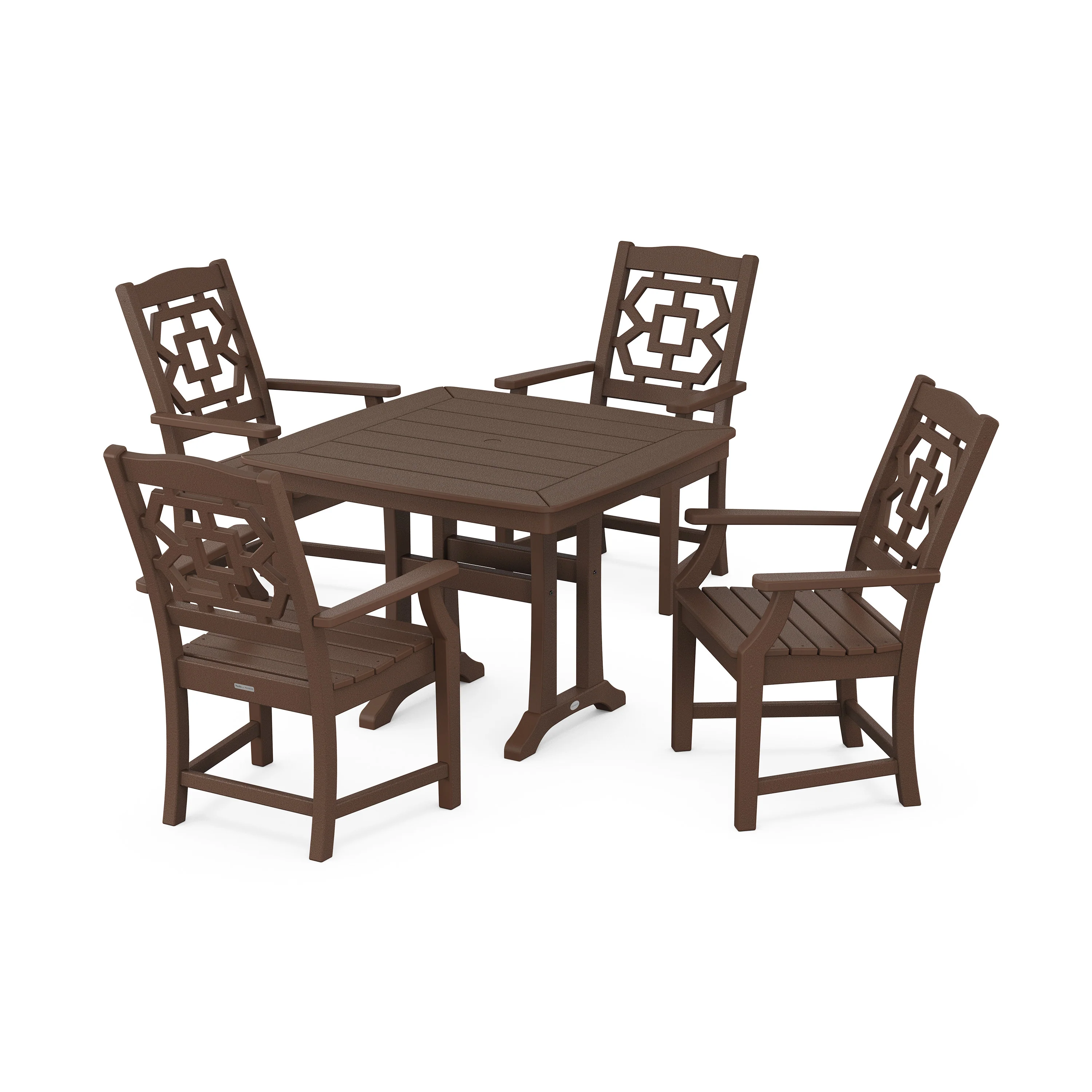 Chinoiserie 5-Piece Dining Set with Trestle Legs - Image 6