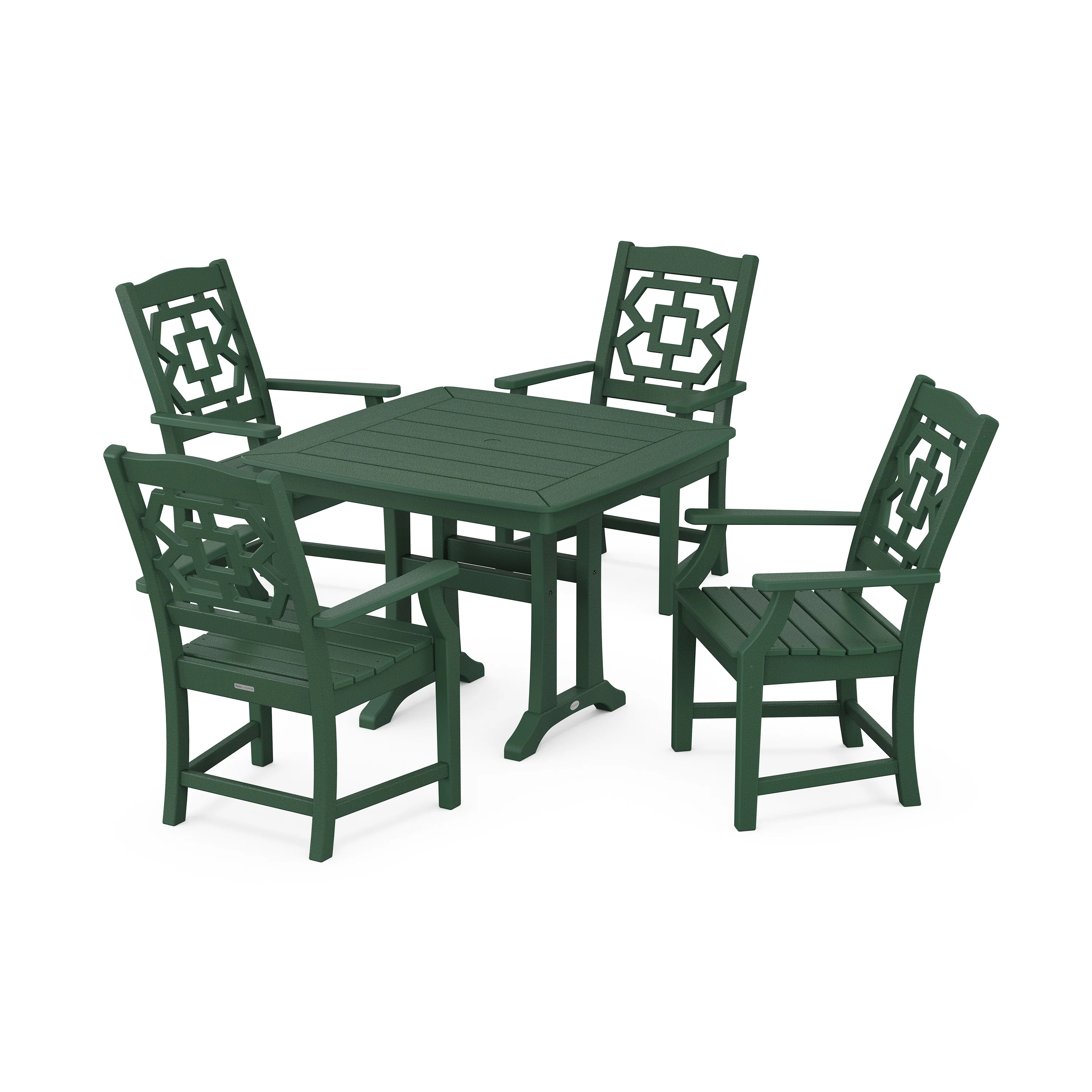 Chinoiserie 5-Piece Dining Set with Trestle Legs - Image 7