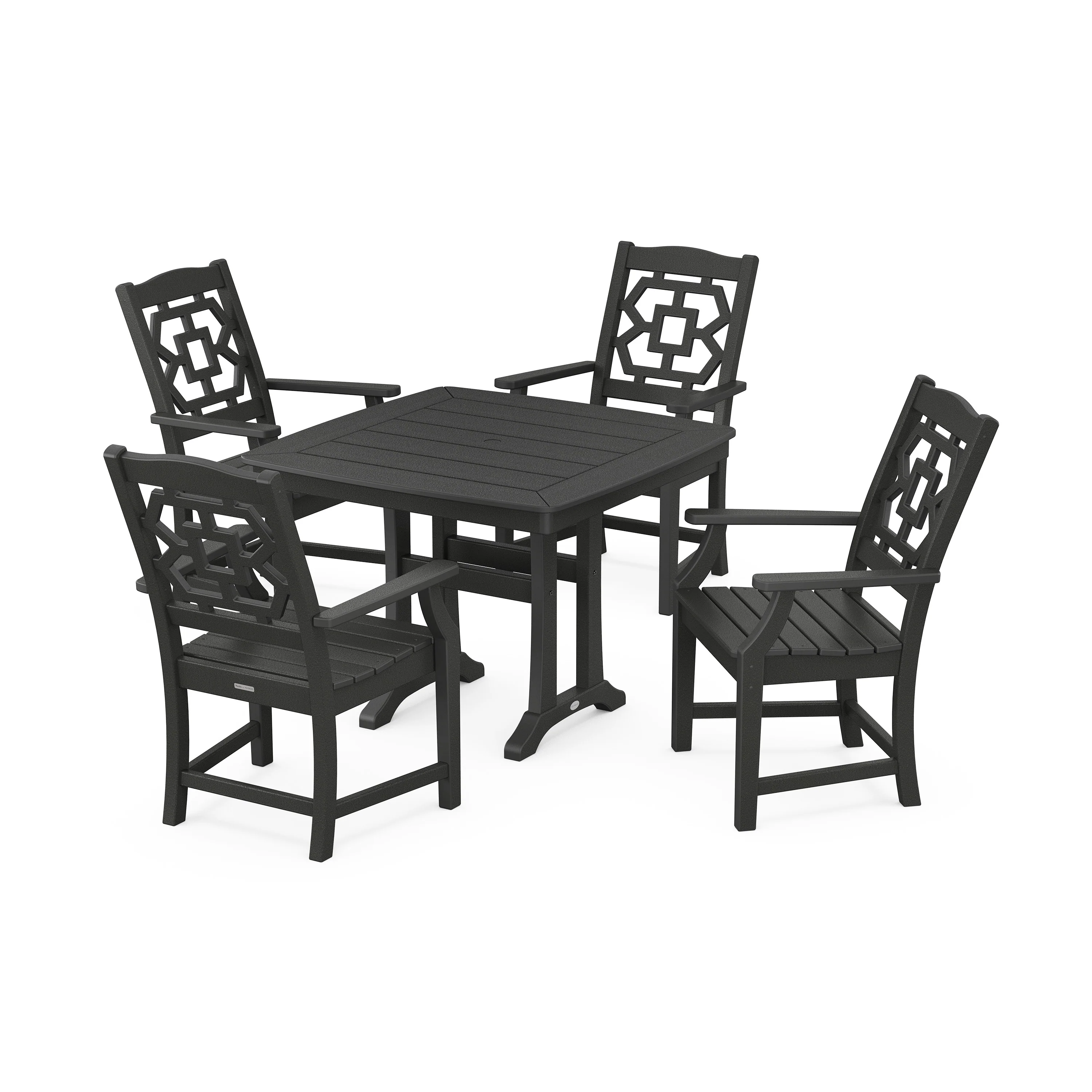 Chinoiserie 5-Piece Dining Set with Trestle Legs - Image 8