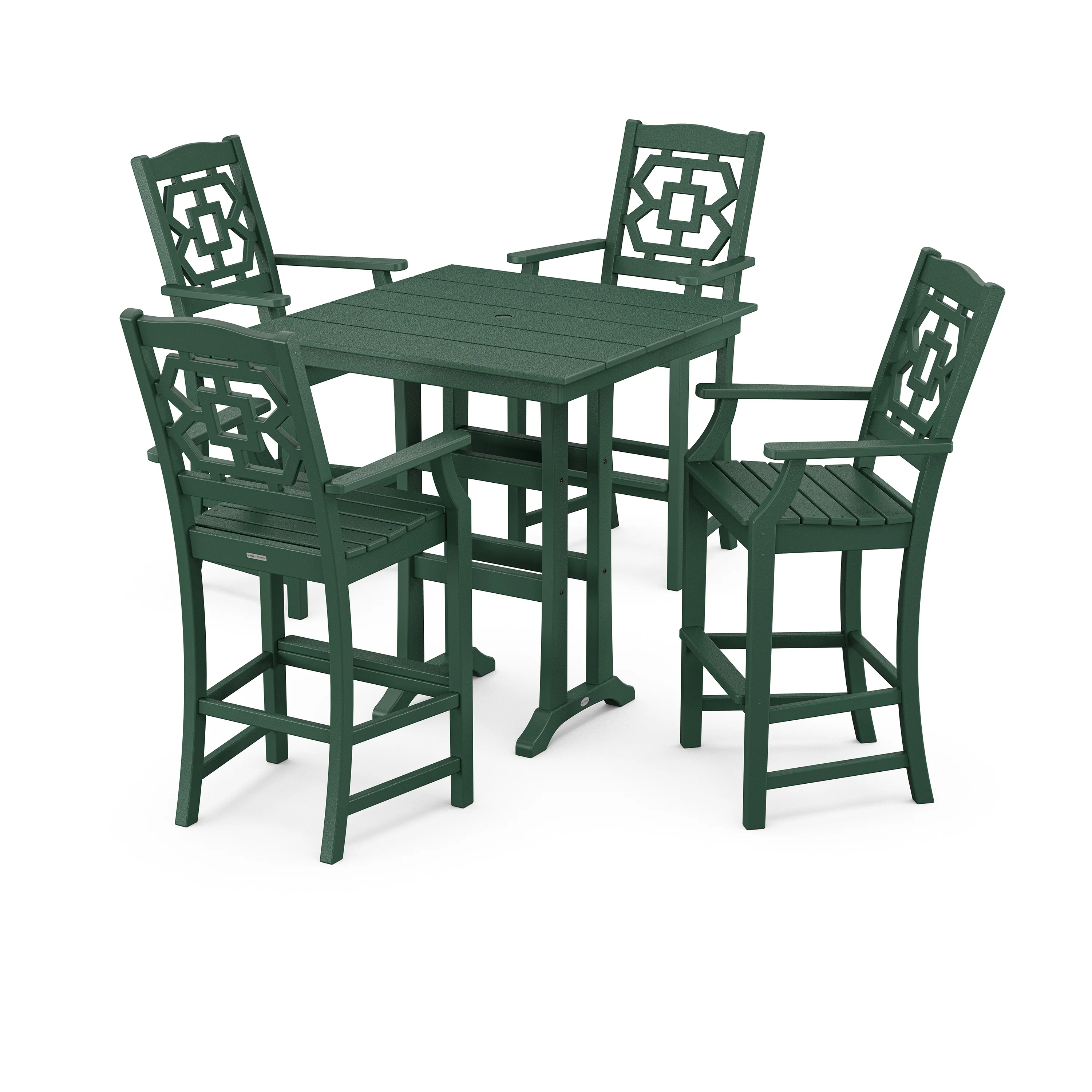 Chinoiserie 5-Piece Farmhouse Bar Set with Trestle Legs - Image 10