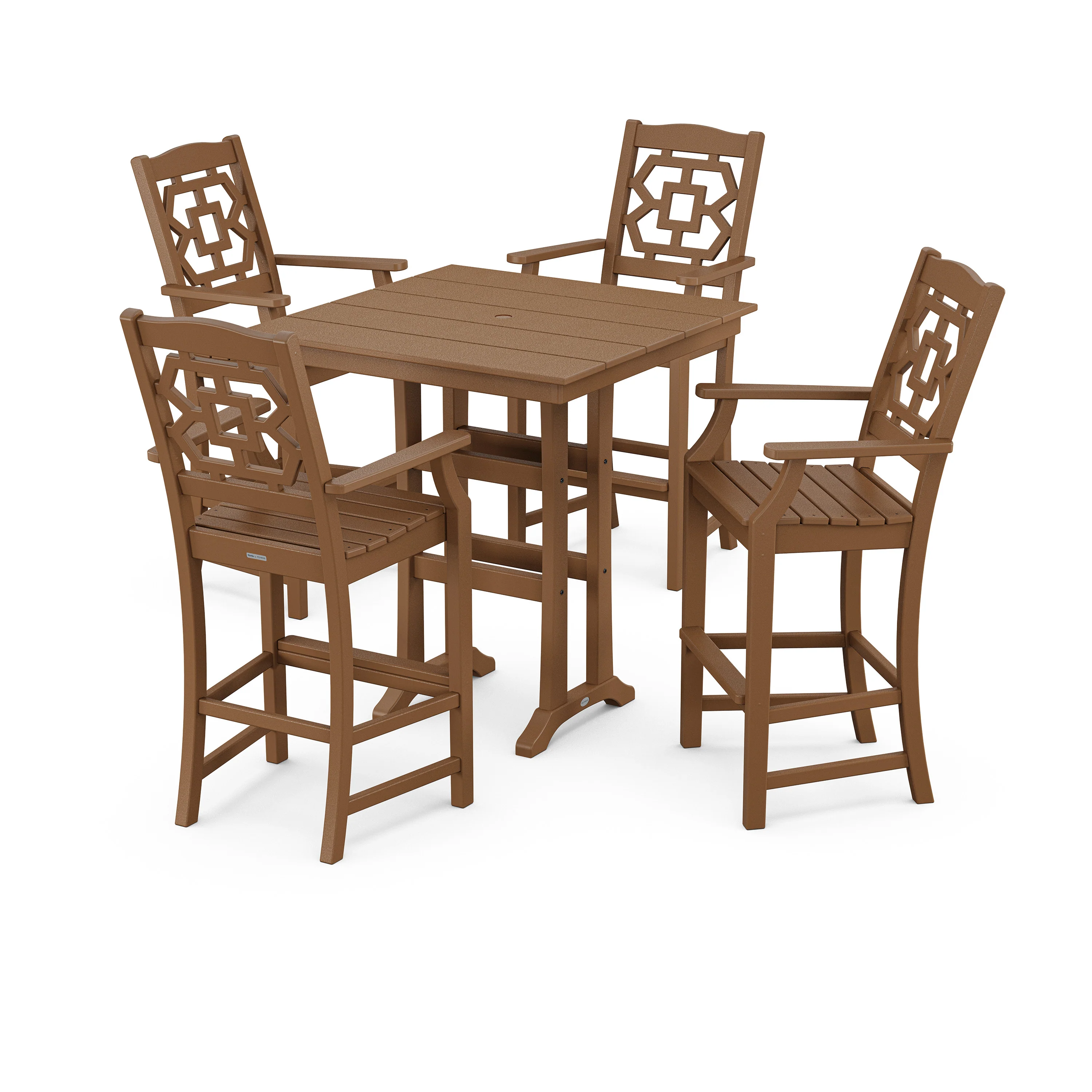 Chinoiserie 5-Piece Farmhouse Bar Set with Trestle Legs - Image 8