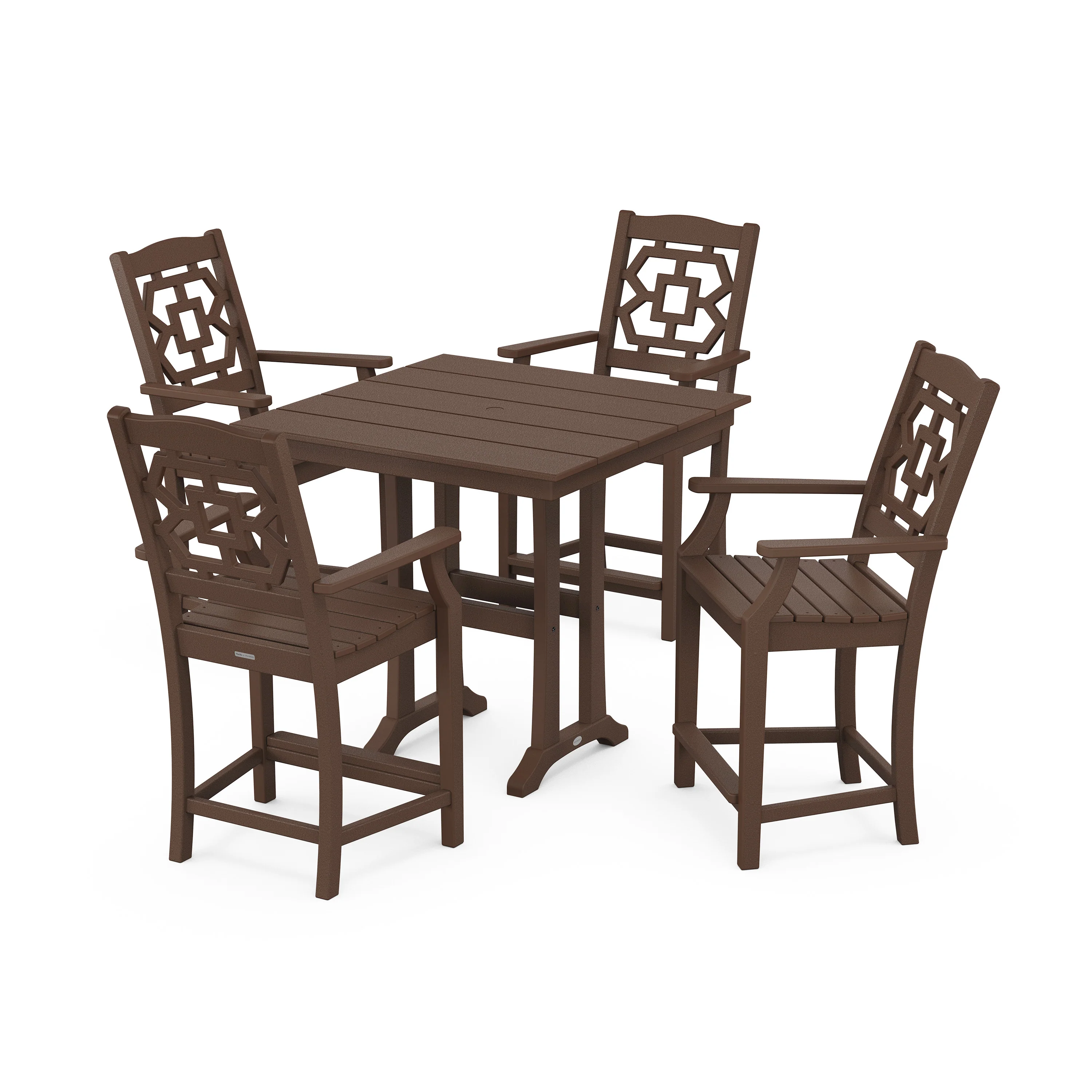 Chinoiserie 5-Piece Farmhouse Counter Set with Trestle Legs - Image 13