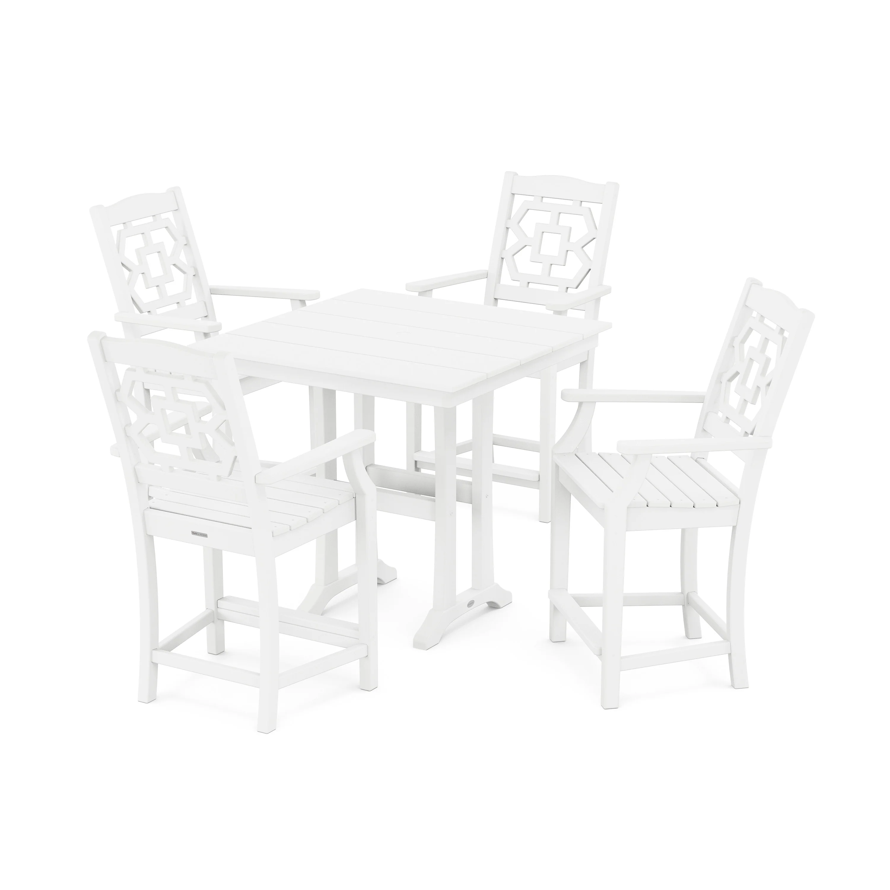 Chinoiserie 5-Piece Farmhouse Counter Set with Trestle Legs - Image 14