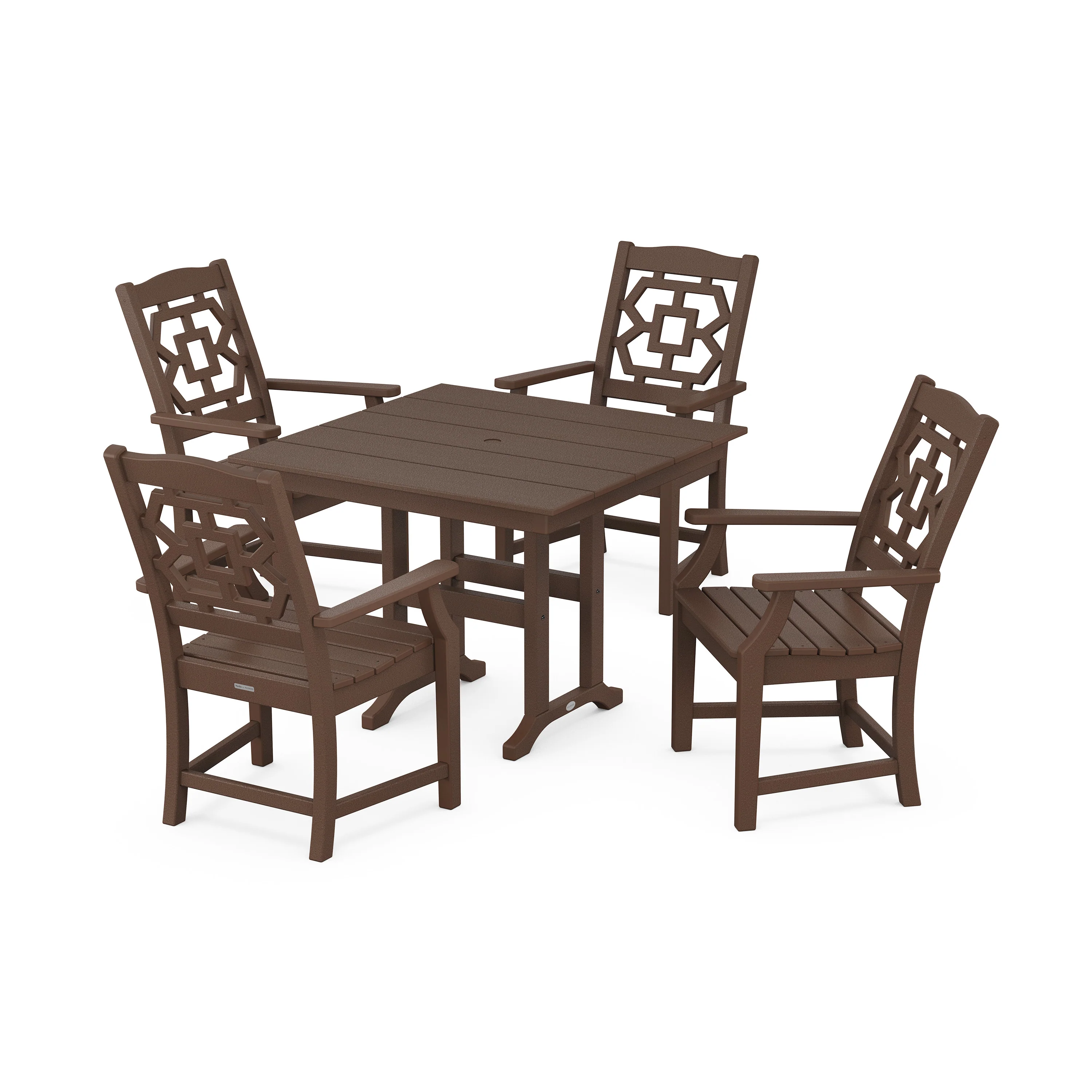Chinoiserie 5-Piece Farmhouse Dining Set - Image 4