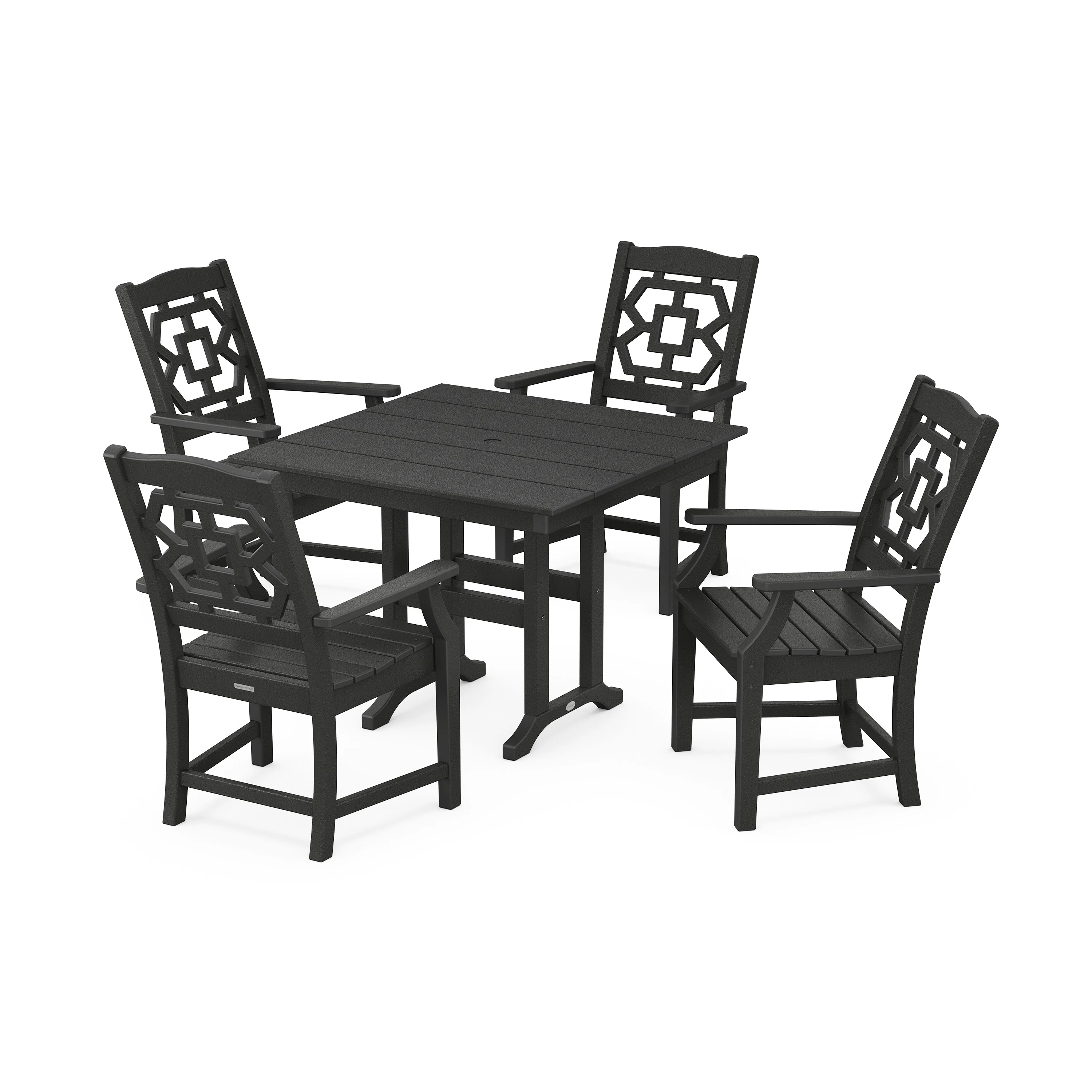 Chinoiserie 5-Piece Farmhouse Dining Set - Image 6